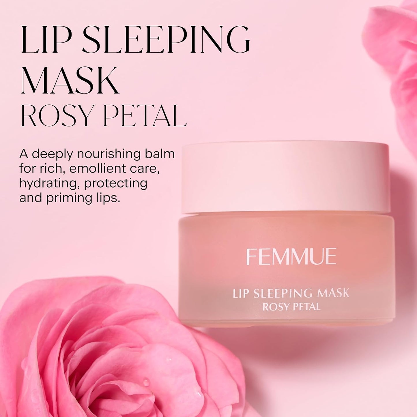 Lip Sleeping Mask (Rosy Petal) | Hydrating Balm to Soften Dry, Chapped Lips | Overnight Moisturizing Treatment With Vitamin E | Korean Beauty Skincare