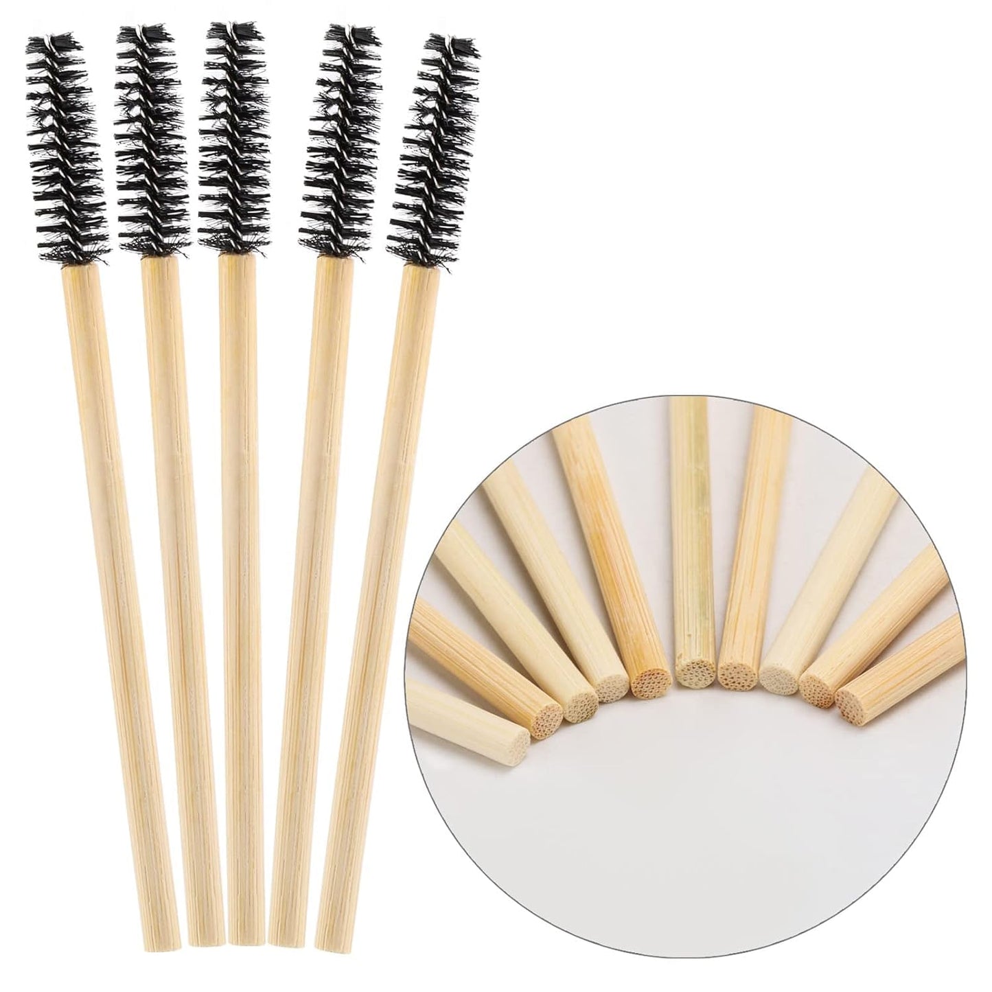 Tbestmax 300 Disposable Mascara Wands Eyelash Brush Spoolies for Eye Lash Extension Eyebrow Bamboo Stick Black