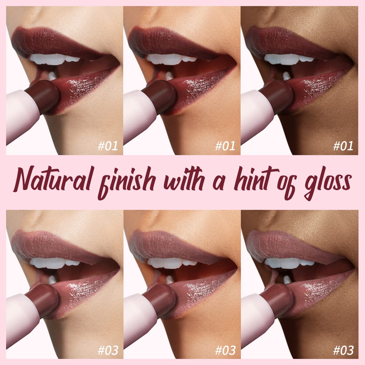 2PCS Tinted Lip Balm, Natural Semi-Gloss Finish, Hydrating Coloring 2 in 1 Lip Stick for Girls & Women 01&03