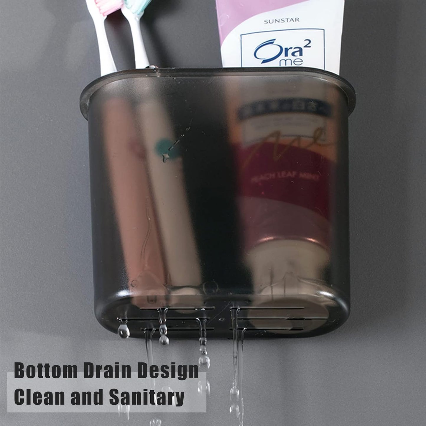 Toothbrush Holders Wall Mounted, Self Adhesive Tooth Brush Holder for Bathroom Electric Toothbrush Toothpaste Razor Bathroom Accessories(Black)