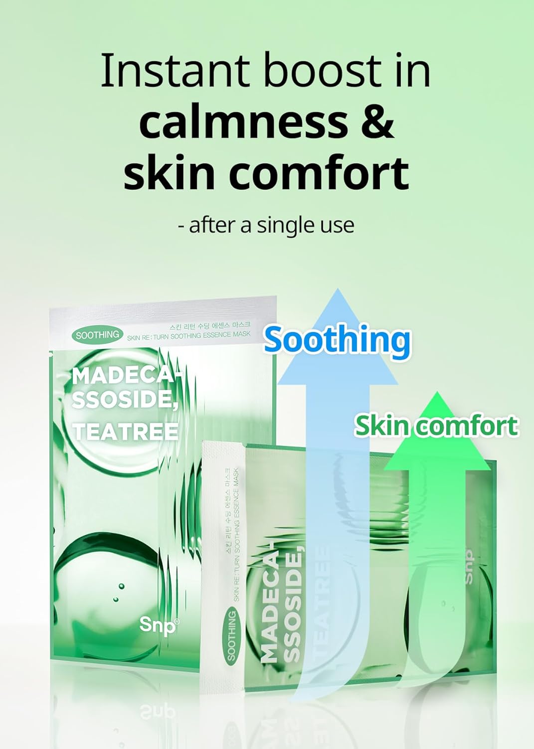 SNP Skin Return Soothing Essence Sheet Mask | Moisturizing and Hydrating for All Skin Types | Vegan Sheet Masks with Tea Tree Extract | Korean Face Masks Skincare | Facial Mask | 10 Sheets