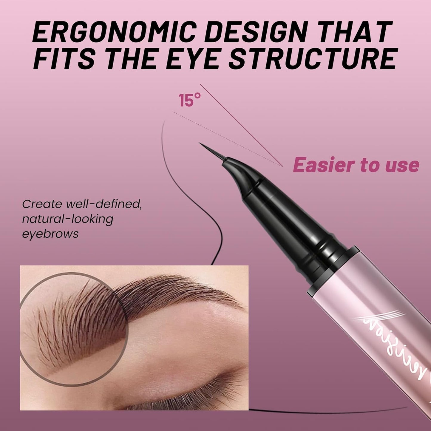 Eyebrow Pen, Waterproof Microblading Eyebrow Pencil, 2-in-1 Dual-Ended 4 Tip Eye Brow Makeup Pen for Women with Precise Curved Brush-Tip Create Natural Hair-Like Brows, Last All-Day (Light Blonde)