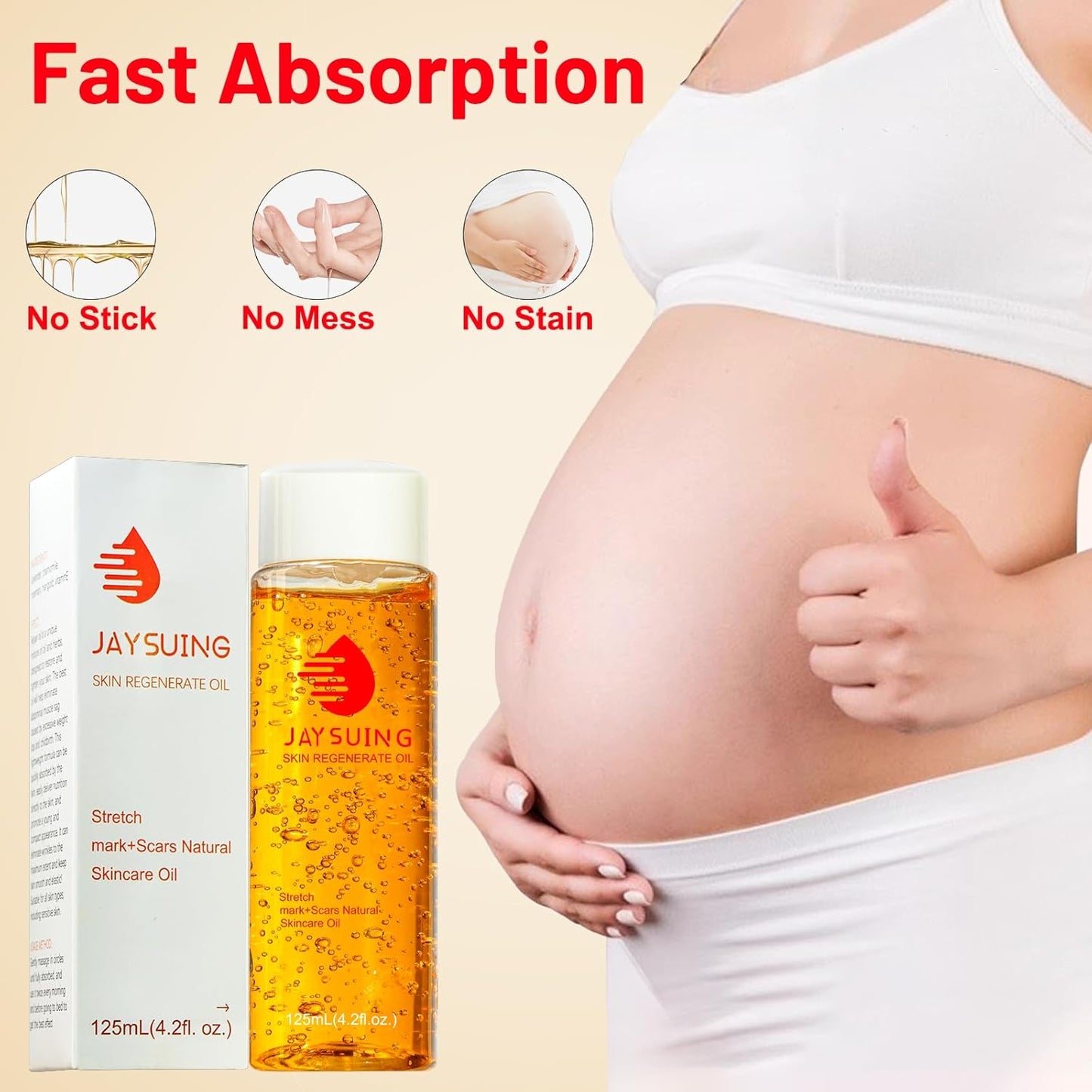 Stretch Mark Oil for Pregnancy, Skincare Body Oil for Scars and Stretchmarks, Pregnancy Oils for Stretch Marks Pre and Postpartum Natural Skincare Massage Oil, Skin Regenerate Oil, 4.2 fl.oz