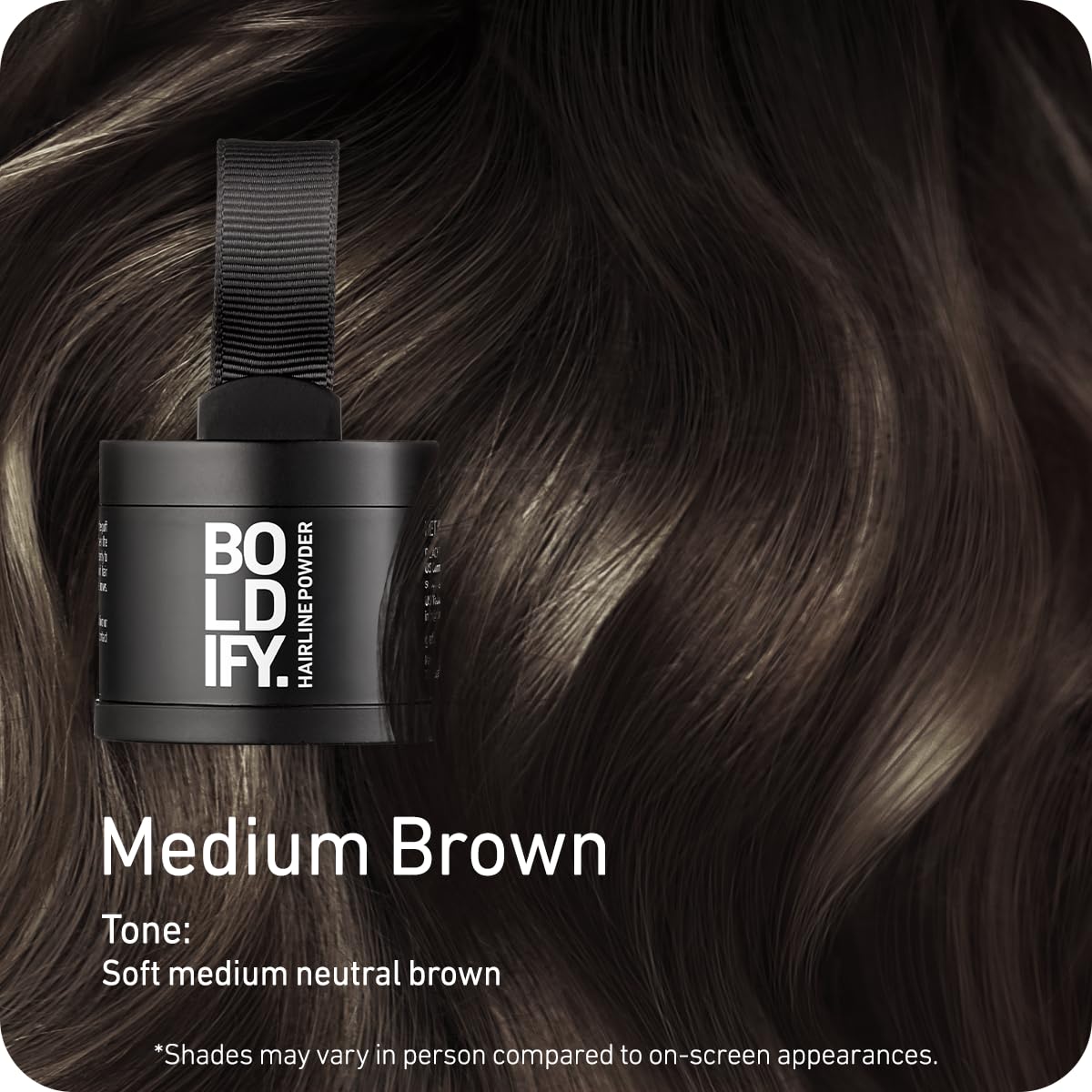 BOLDIFY Hairline Powder - Root Touch Up Hair Color for Gray Coverage - Bald Spot Concealing Hair Powder for Women & Men - 48-Hour Stain-Proof - Medium Brown