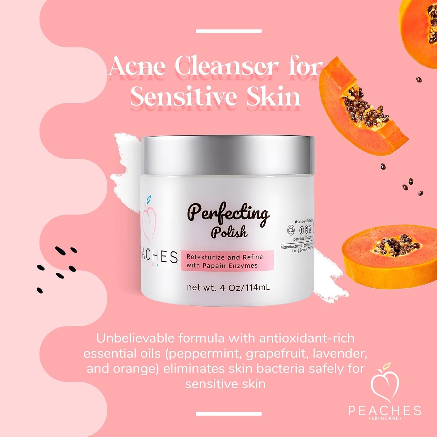 Vegan Exfoliating Scrub – Gentle Face Exfoliator for Delicate Skin with Sugar, Lavender, and Arnica Montana – Helps Improve Skin Texture and Clarity – Perfecting Polish (4 oz)