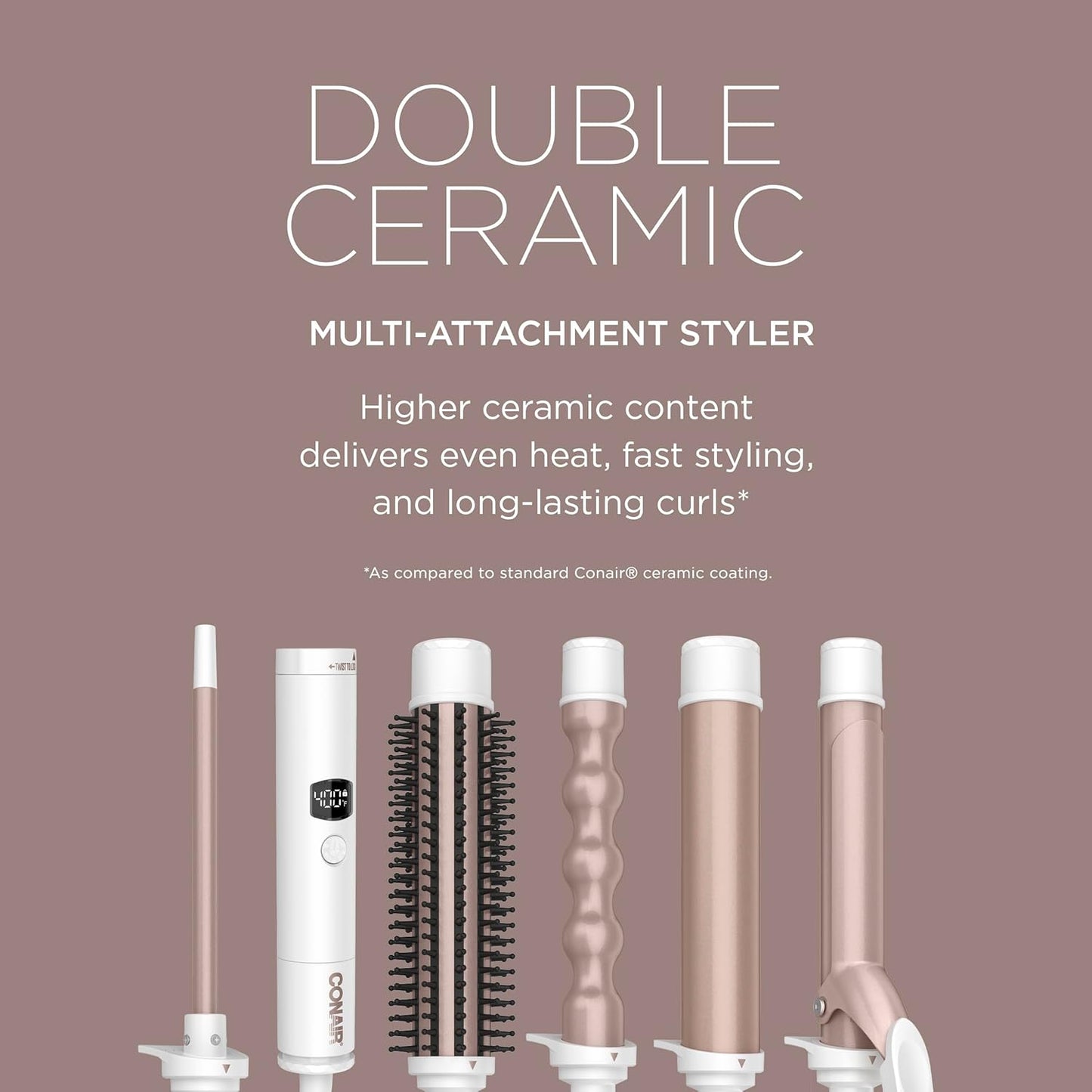 Conair Double Ceramic Multi-Attachment Hair Styler, 5-in-1 Curling Wand Set to Create Curls, Waves, and Blowouts, Ceramic Technology Eliminates Damaging Hot Spots
