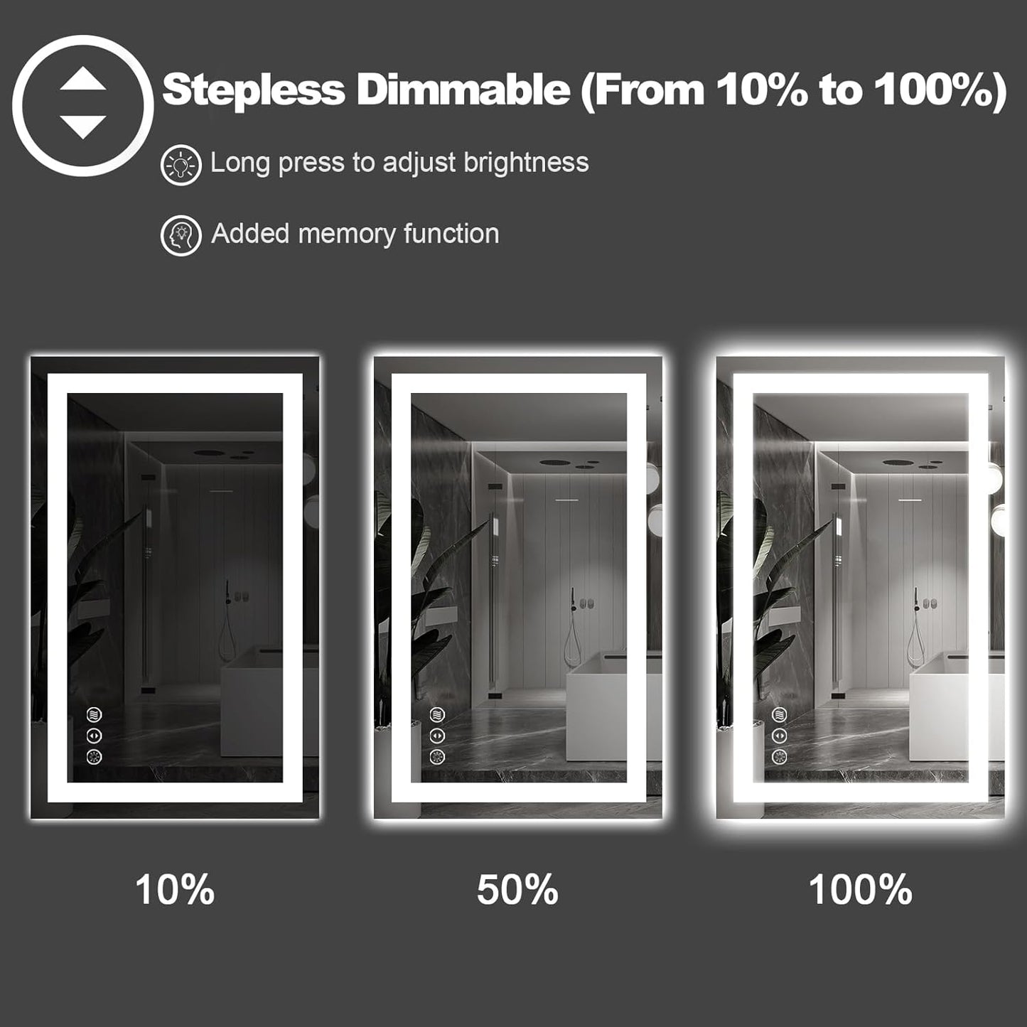 Amorho LED Bathroom Mirror 96" X36" with Front and Backlight, Large Dimmable Wall Mirrors with Anti-Fog, Shatter-Proof, Memory, 3 Colors, Double LED Vanity Mirror, ETL Listed