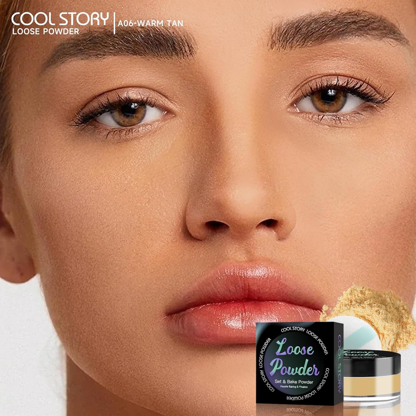 Loose Setting Powder, Bake Makeup Powder Full Coverage Matte Finish (Warm Tan, 6g/O.21oz)