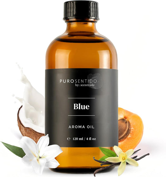 PuroSentido Blue Aroma Oil (120 ml) - Luxury Essential & Fragrance Oil for Diffusers and Humidifiers, Apricot, Coconut Milk & Vanilla Home & Hotel Scent