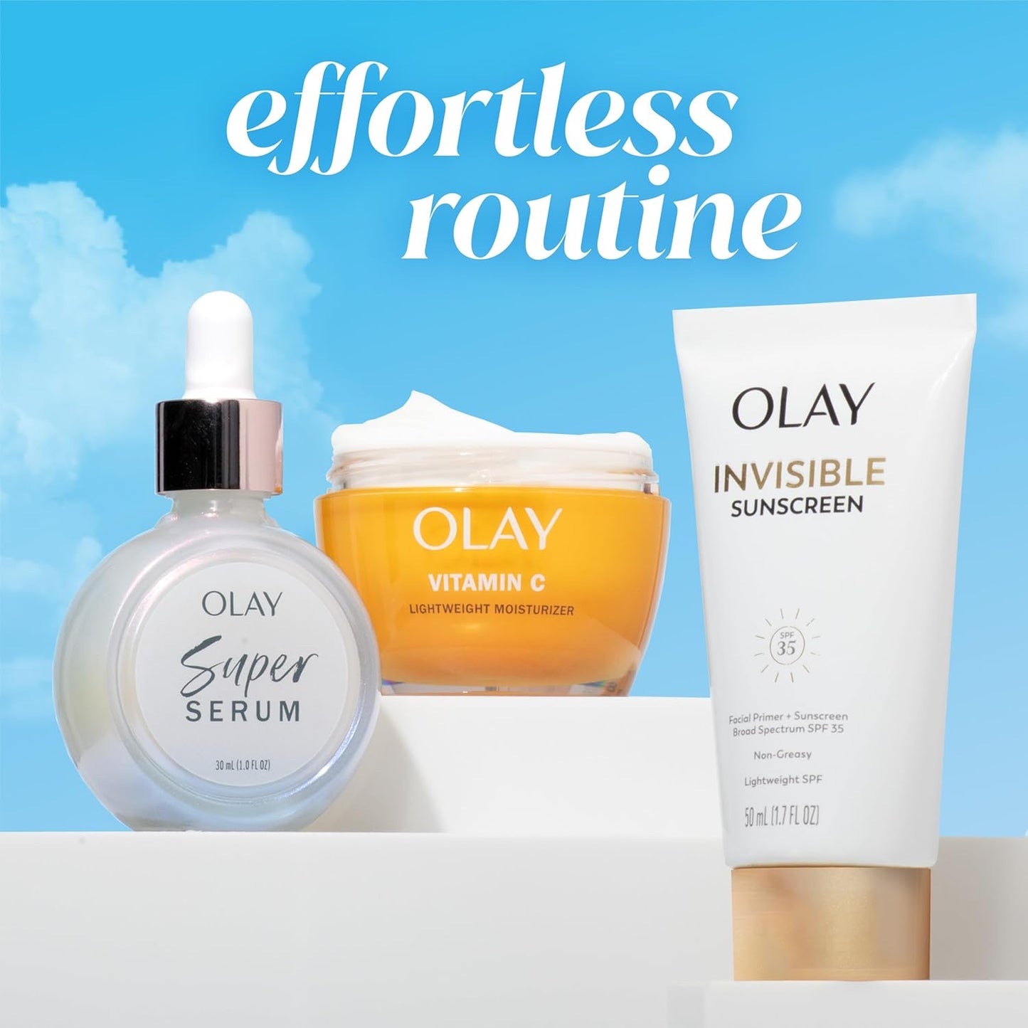 Olay Invisible Sunscreen, SPF 35, 100% Invisible Facial Sunscreen and Makeup Primer - Fragrance-Free, Weightless, No White Cast Broad Spectrum Sun Protection with Vitamin C & E, Aloe Vera, 1.7 Oz