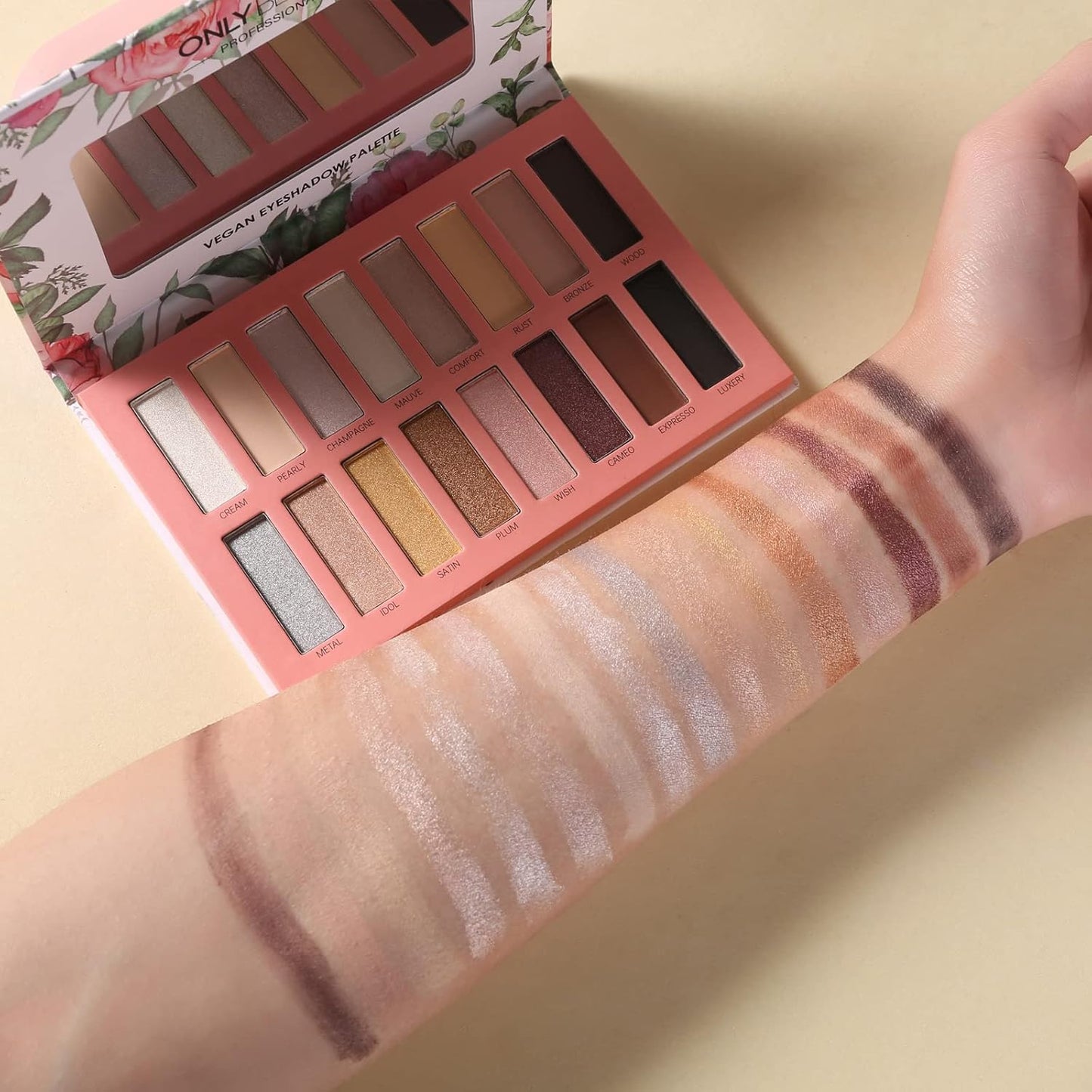 Vegan Eyeshadow Palette High Pigmented Brown Eyeshadow Palette Easy to Blend Color Fusion 16 Shades Metallic and Shimmer Nude Eyeshadow Palette Long Lasting Sweatproof and Waterproof