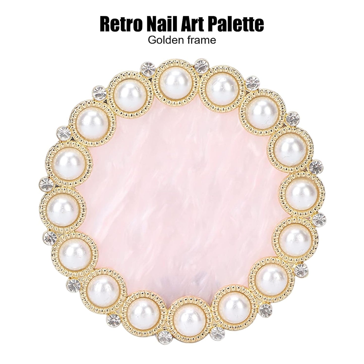 Resin Stone Nail Art Palette, Nail Art Display Board Cosmetic Nail Mixing Palette Drawing Color Mixing Nail Art Painting Gel Palette Tips Display Plate(Golden)