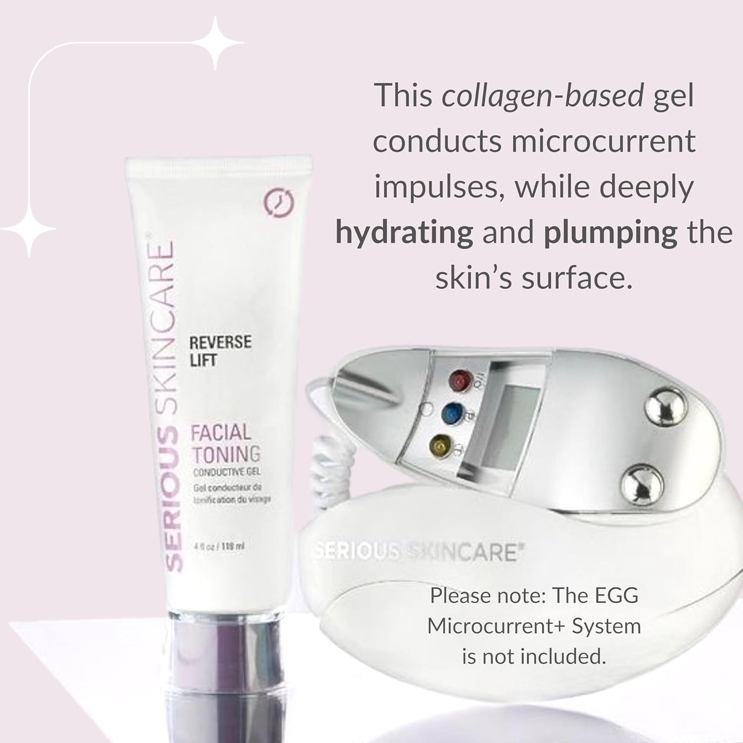 Collagen Based Conductive Activator Gel for Use with Face Microcurrent Toning, Body Contouring, RF Facial Machine - Hydrating Non-Sticky Formula - Easy Glide - Serious Skincare Reverse Lift 4 oz
