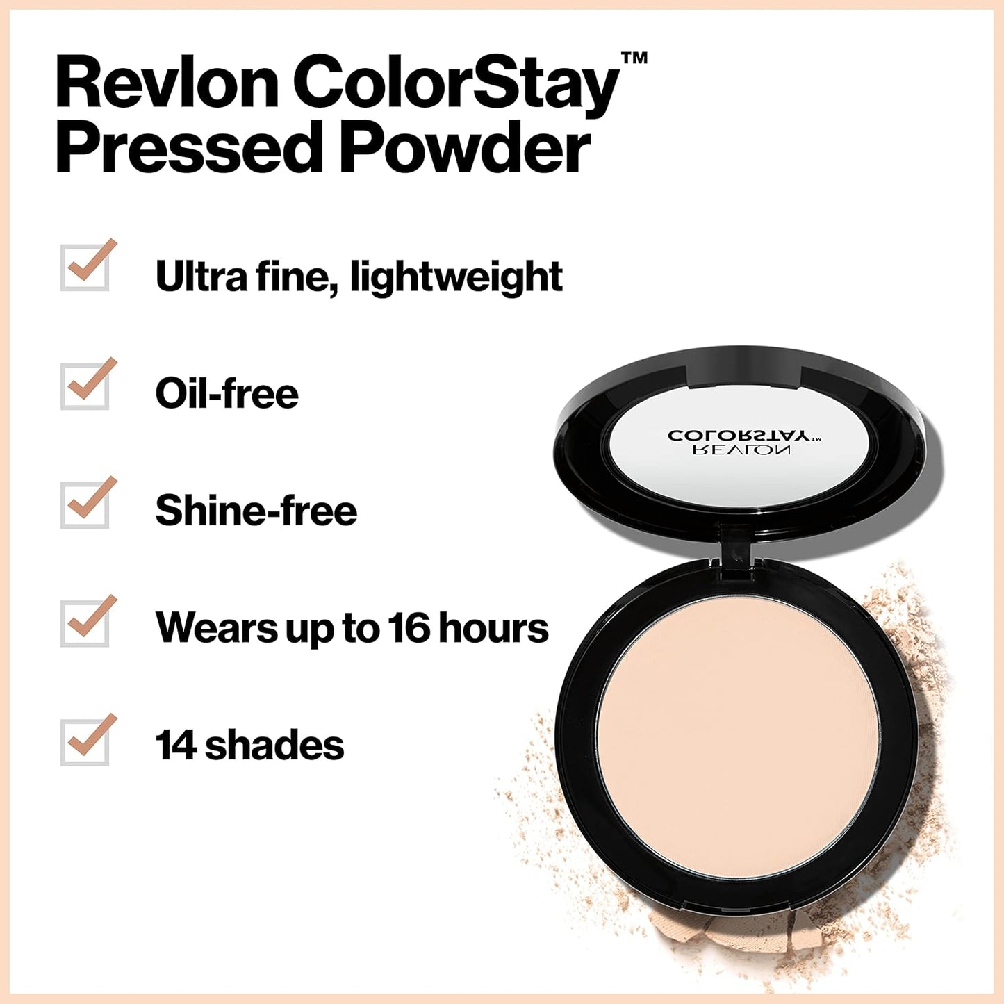 Revlon ColorStay Pressed Powder Face Makeup, Longwearing, Fragrance-Free, Noncomedogenic, 820 Light, 0.3 oz