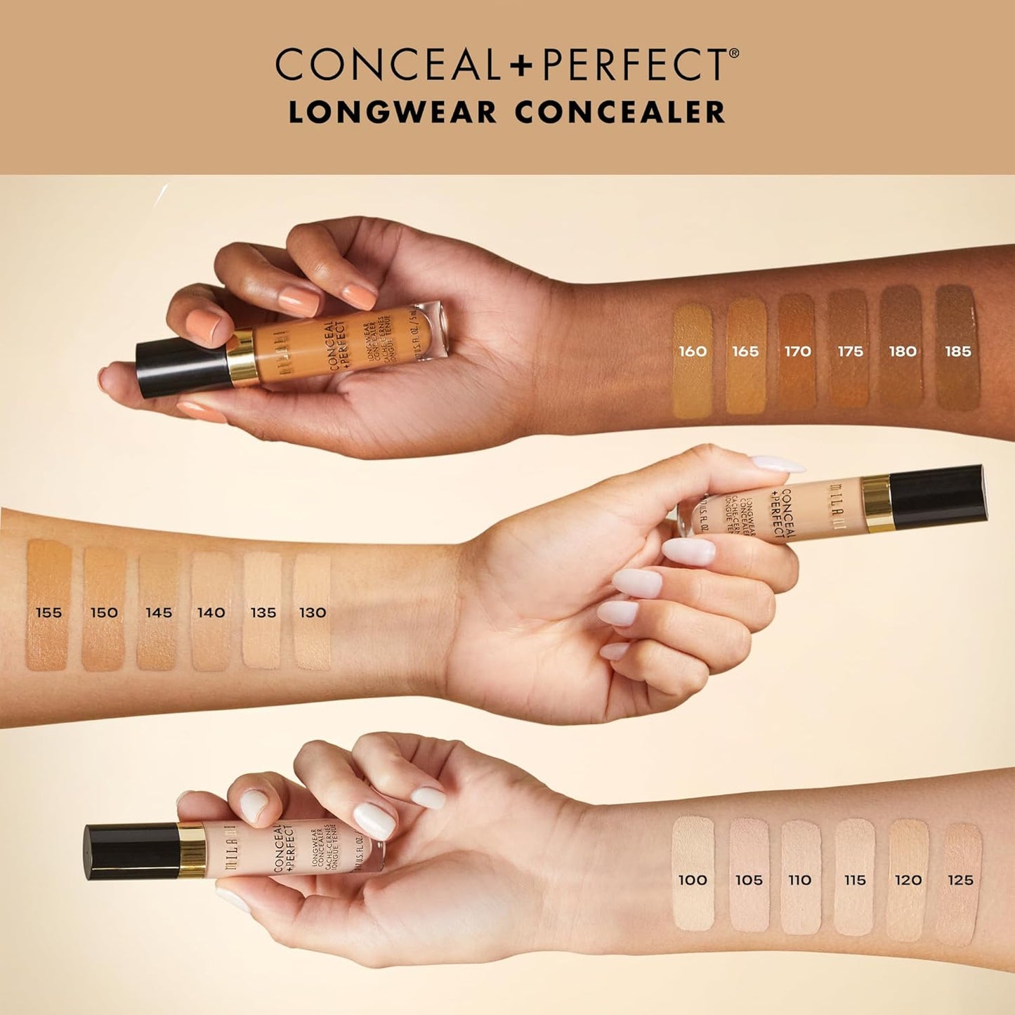 Milani Conceal + Perfect Longwear Concealer - Pure Ivory (0.17 Fl. Oz.) Vegan, Cruelty-Free Liquid Concealer - Cover Dark Circles, Blemishes & Skin Imperfections for Long-Lasting Wear