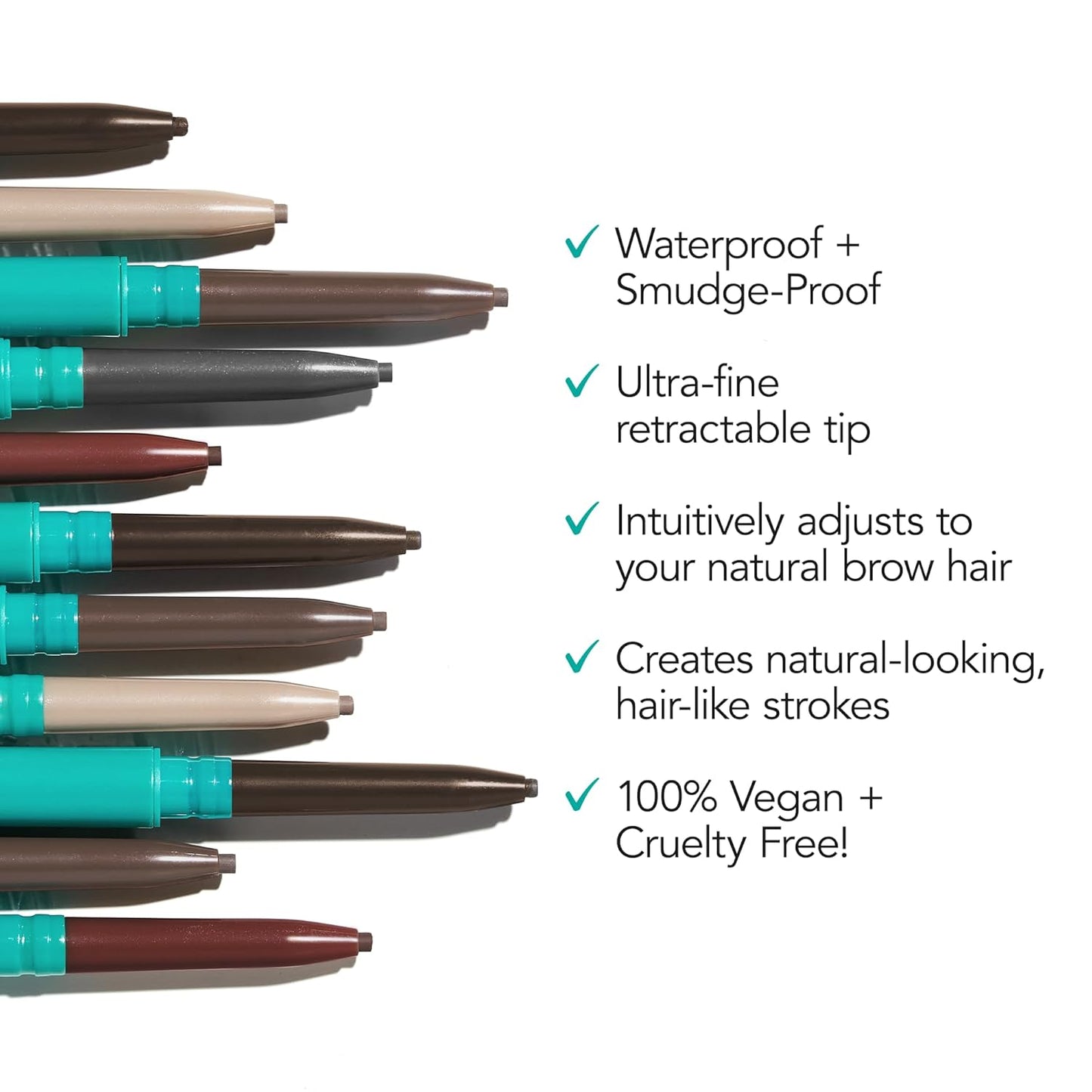 Thrive Causemetics Infinity Waterproof Eyebrow Pencil, Retractable Brow Pencil with Hyaluronic Acid & Shea Butter, Dual Ended Eyebrow Brush Spoolie, Fine Tip, Vegan & Cruelty Free, Nan (Charcoal)