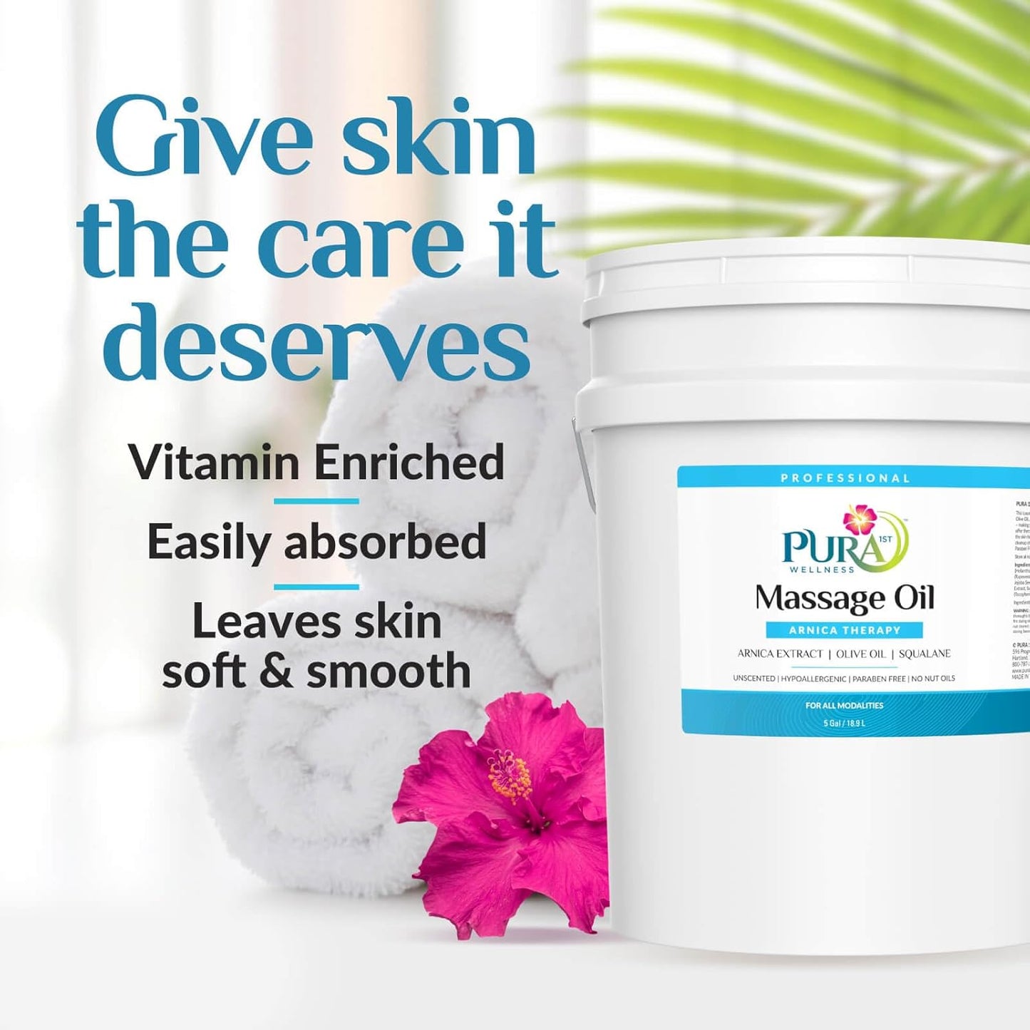 Wellness Professional 5 Gallon Arnica Massage Oil, for Bruising, Unscented Deep Tissue Massage Oil for Therapy, Hypoallergenic, for Physical Therapy, Natural, Skin Moisturizing