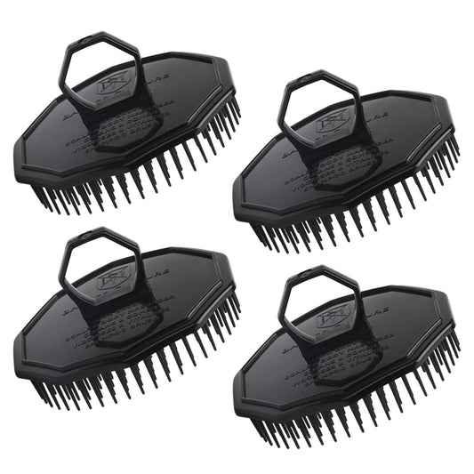 Scalp Massage Shampoo Brush, Segbeauty 4pcs Massage Hair Brushes Floriated Shower Comb for Deep Cleaning Hair Men's Hand Brush Growth Beard Brush Pet Grooming Brushes (Black(Ringed Handle))
