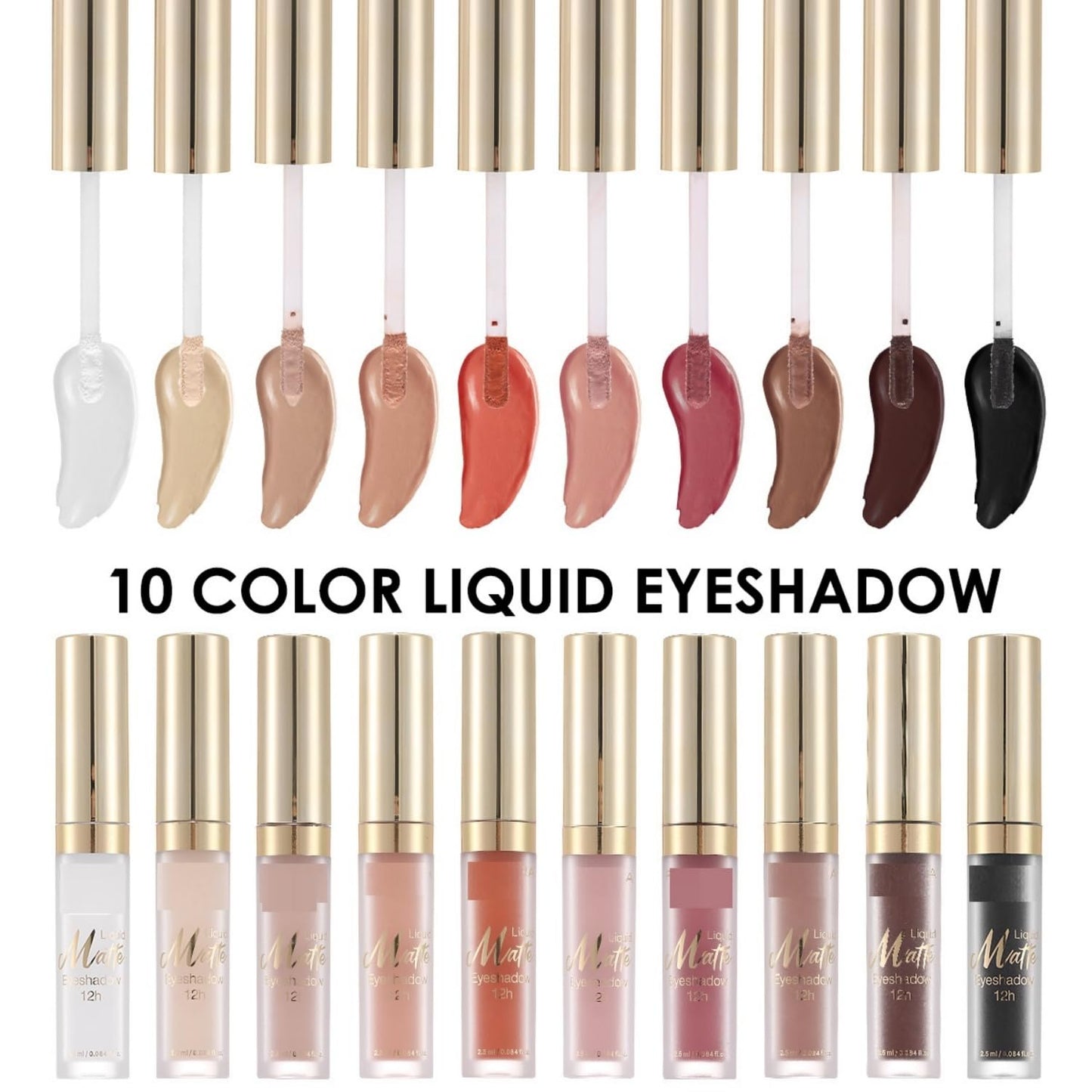 MAEPEOR Matte Liquid Eyeshadow 10 Colors Naked Smooth Creamy Eyeshadow Long Lasting and Waterproof Lightweight Cream Eye Shadow (P06 Ginkgo)