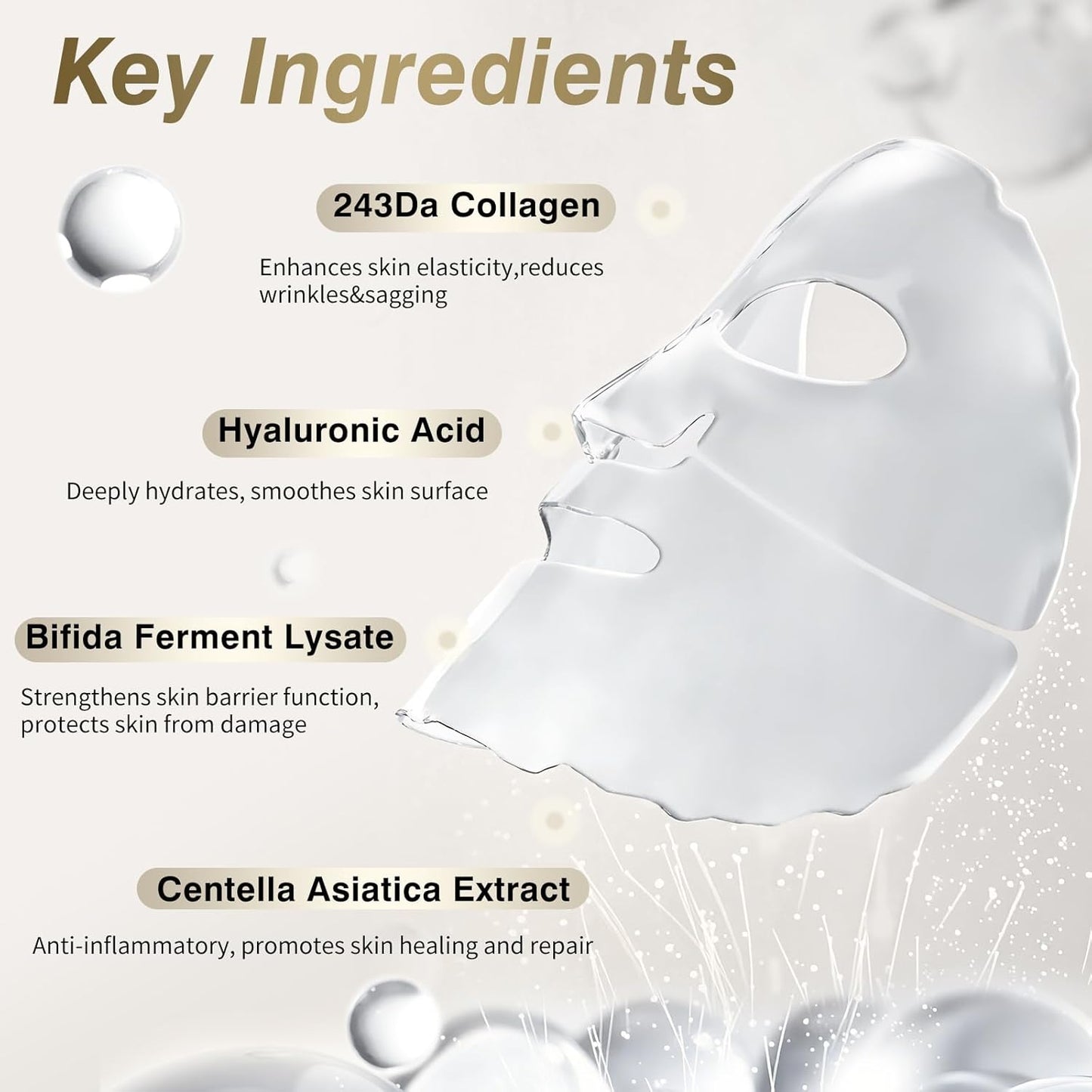 ISTON 6 Pack Bio-Collagen Real Deep Anti Wrinkle Lifting Mask,Overnight Hydrating Face Mask for All Skin Types -Pore Minimizing,Elasticity Enhancing,Firming,Moisturizing