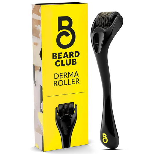 The Beard Club Derma Roller for Face, Body and Scalp - Microneedling Roller for Men and Women with 540 Titanium Microneedles - Beard Roller & Micro Needling Scalp Hair - Black