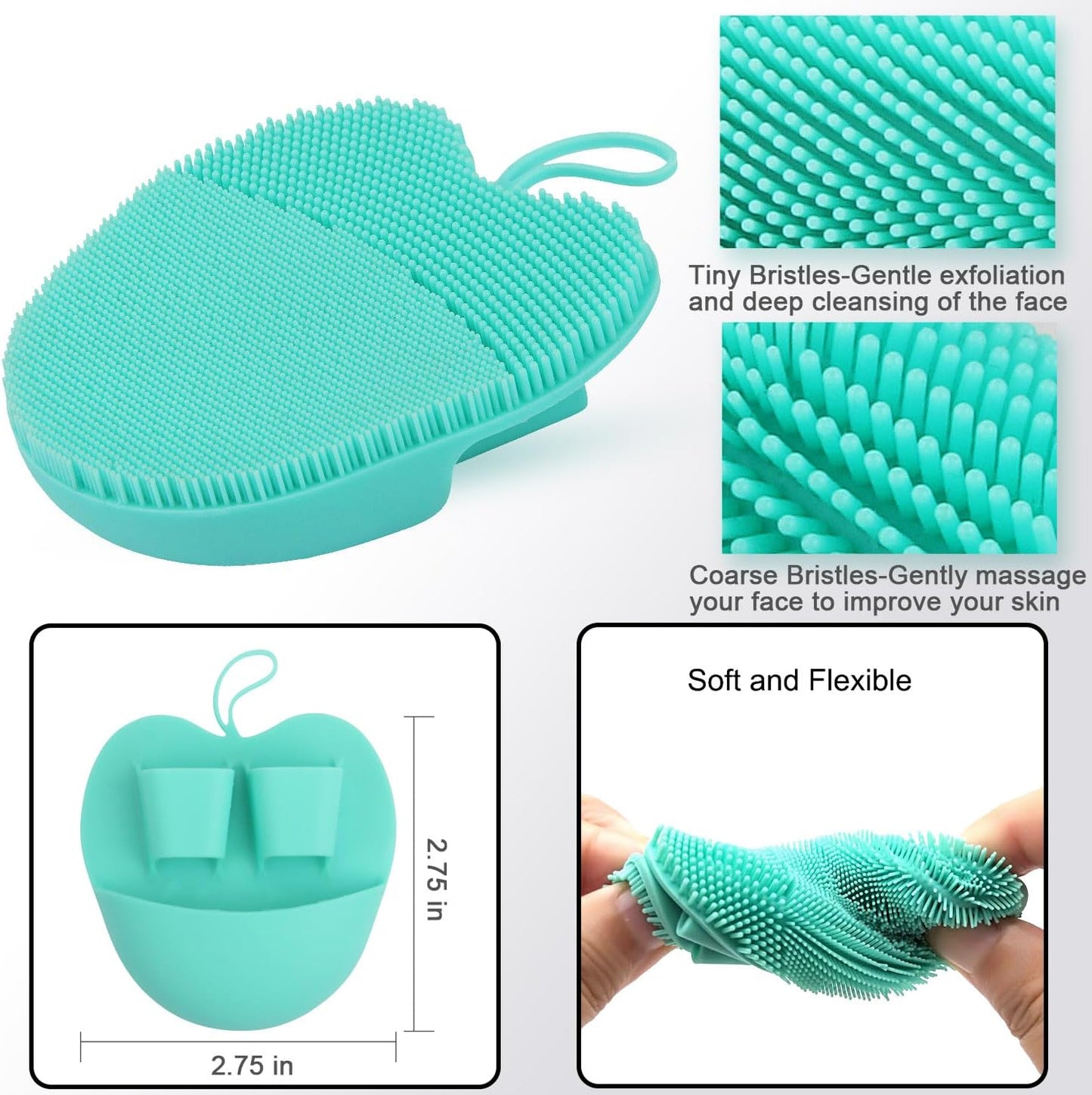 INNERNEED Soft Silicone Facial Cleansing Brush Set, Gentle Exfoliating and Massaging Face Scrubber Pad, Anti-Slip Design for Blackhead Removal and Skin Care (Pack of 3)