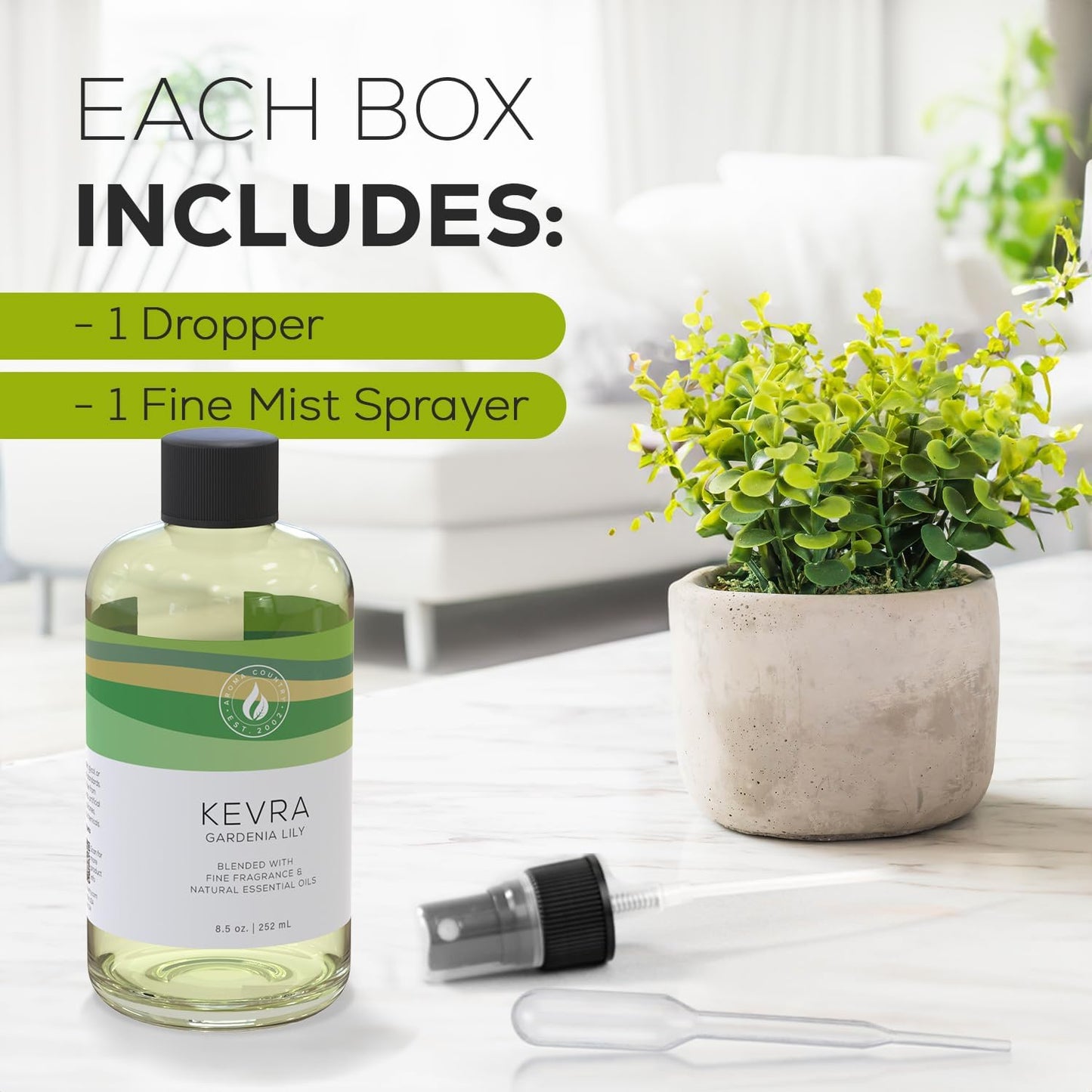 Aroma Country Kevra Diffuser Oil - Luxury Essential Oils for Diffuser Refill & Air Freshener Room Spray - Long-Lasting & Natural Home Fragrance, Garden Lily Scented Oil for Diffusers (8.5 Fl. oz)