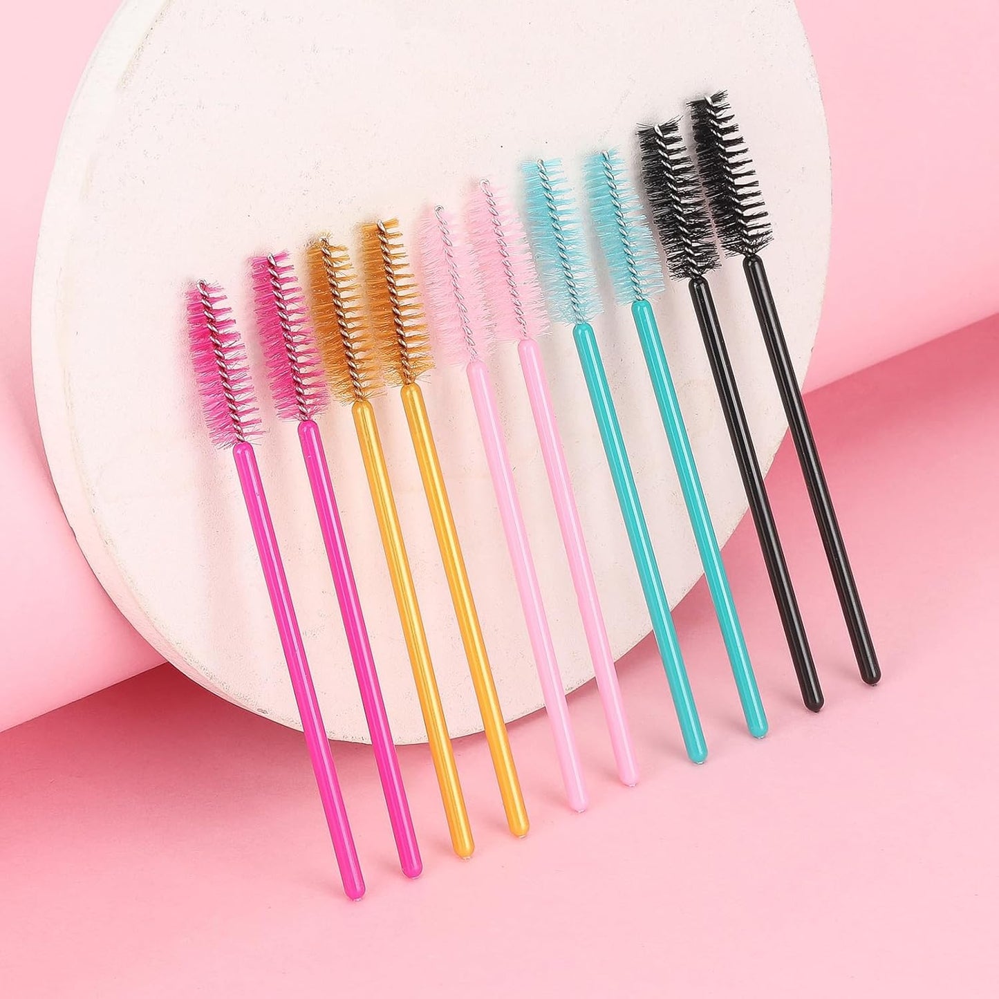 Tbestmax 500 Disposable Mascara Wands Eyelash Brush Spoolies for Eyebrow Eye Lash Extension, Makeup Brushes Applicators Kits - 5 Colors