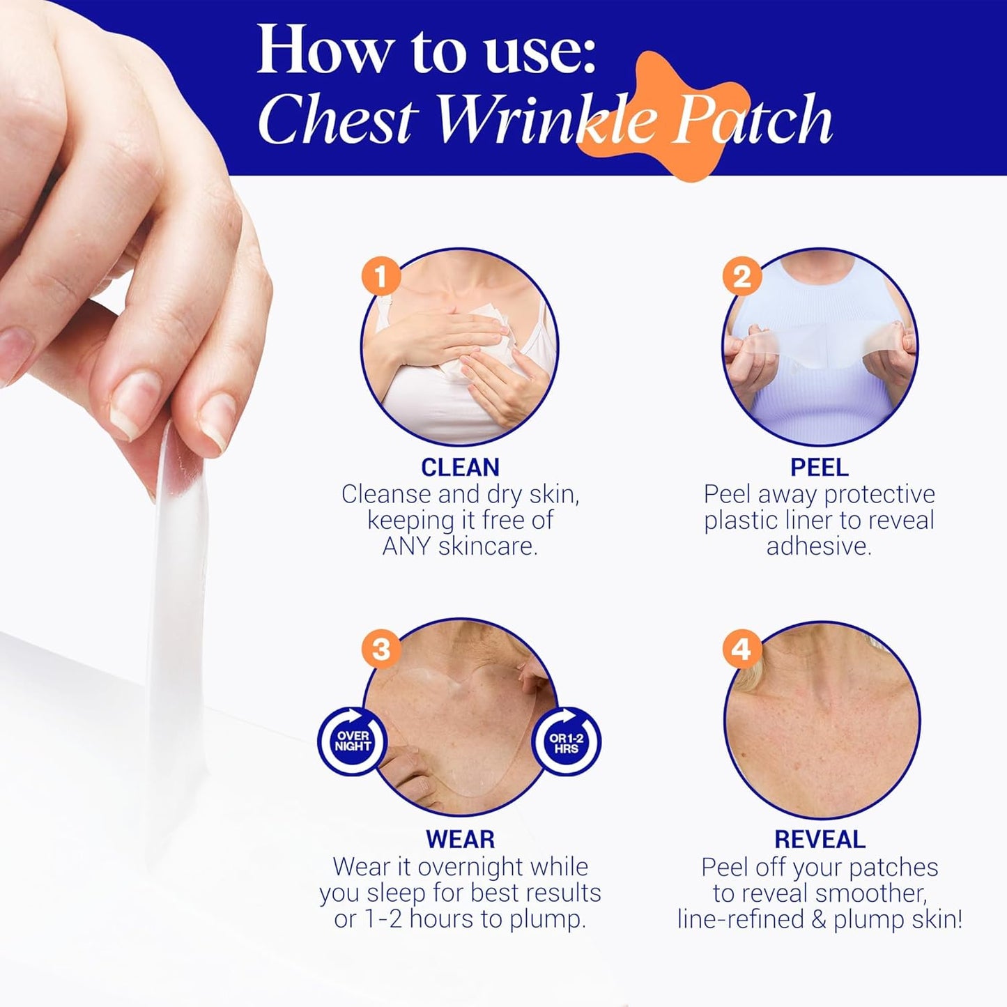 Wrinkles Schminkles Chest Wrinkle Patch & Cleanser Starter Pack - Set of Reusable Chest Silicone Wrinkle Patch + Patch Cleanser (2 oz) Maximise Uses - Smooth & Prevent Chest & Décolletage Wrinkles