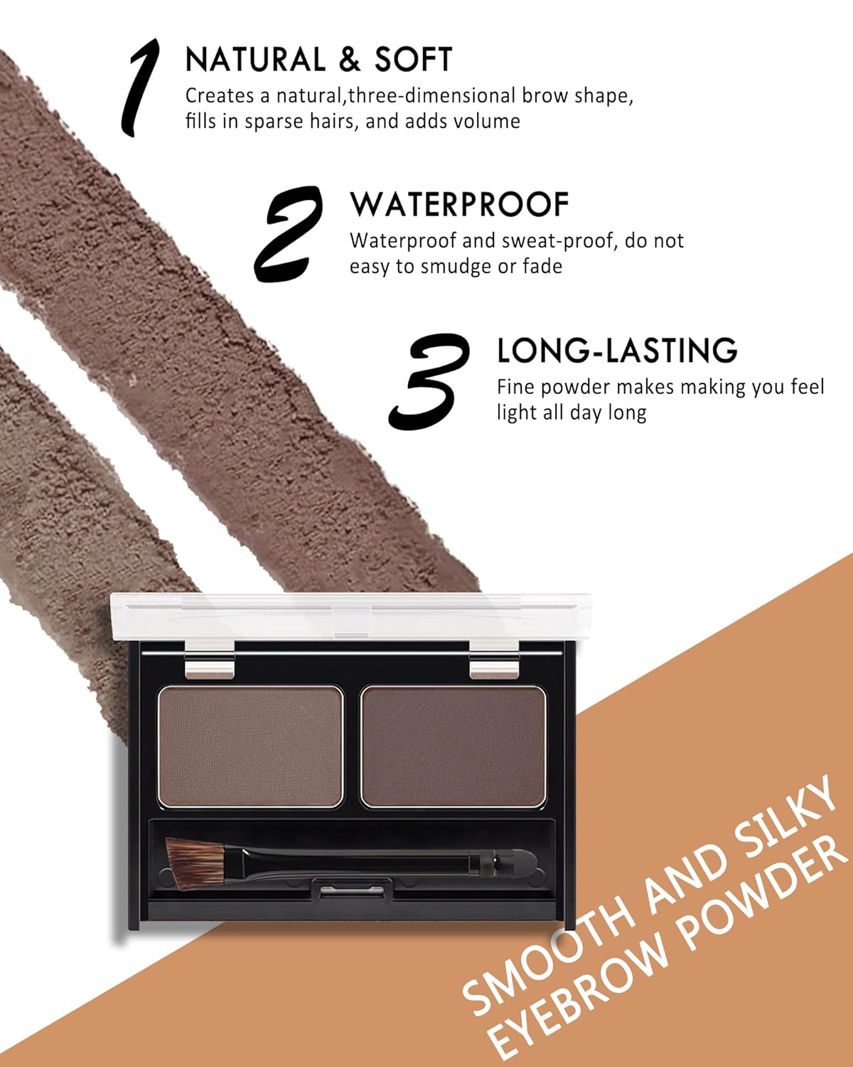 Waterproof Eyebrow Powder Kit-2 Colors Eye Brow Powder Tinted Palette Long Lasting Up to 16H,Light Brown/Taupe Brow Filler Defined&Sculpt Natural Eyebrow Makeup Sparse Brow with Brow Brush&Razor-01