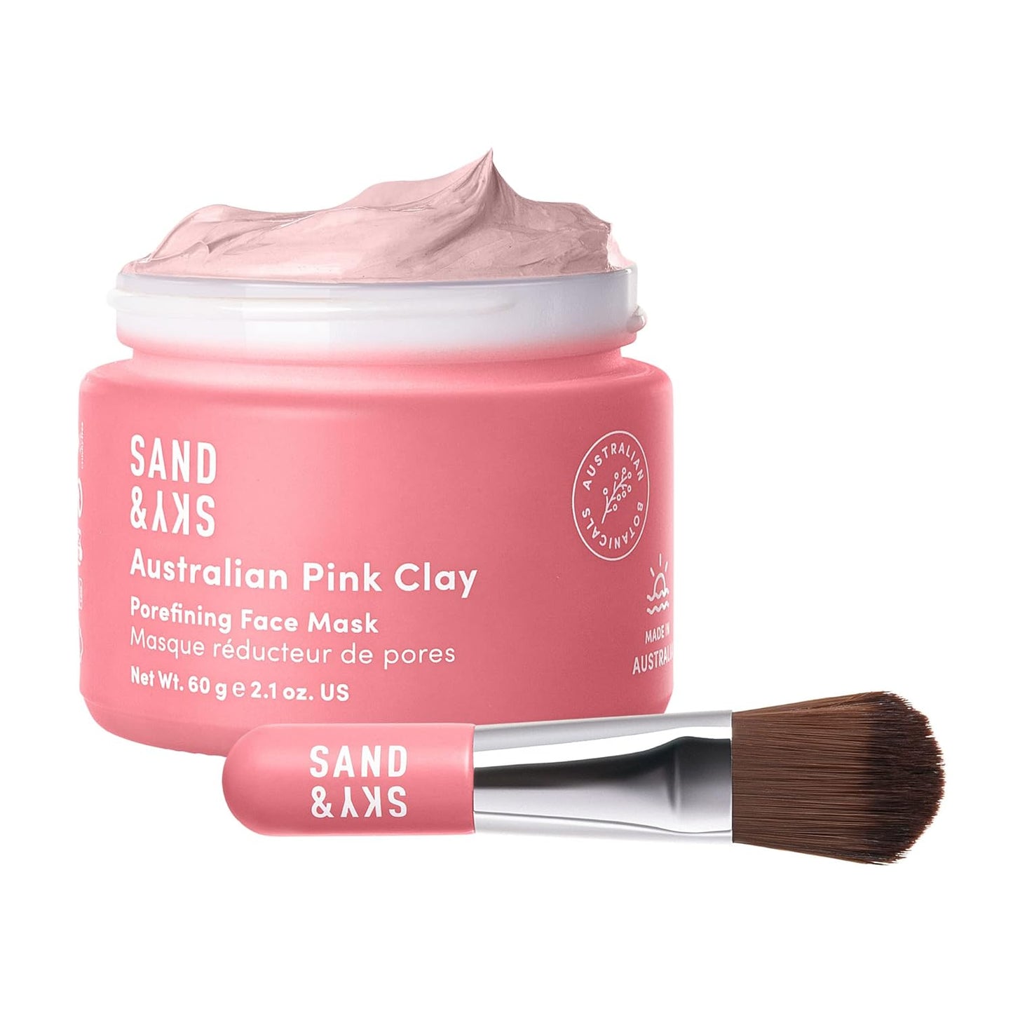 Sand & Sky Australian Pink Clay Detoxifying Face Mask with Vitamin C & Antioxidants - Pore Clearing Clay Mask for Blemish-Prone Skin, Fades Hyperpigmentation & Evens Tone