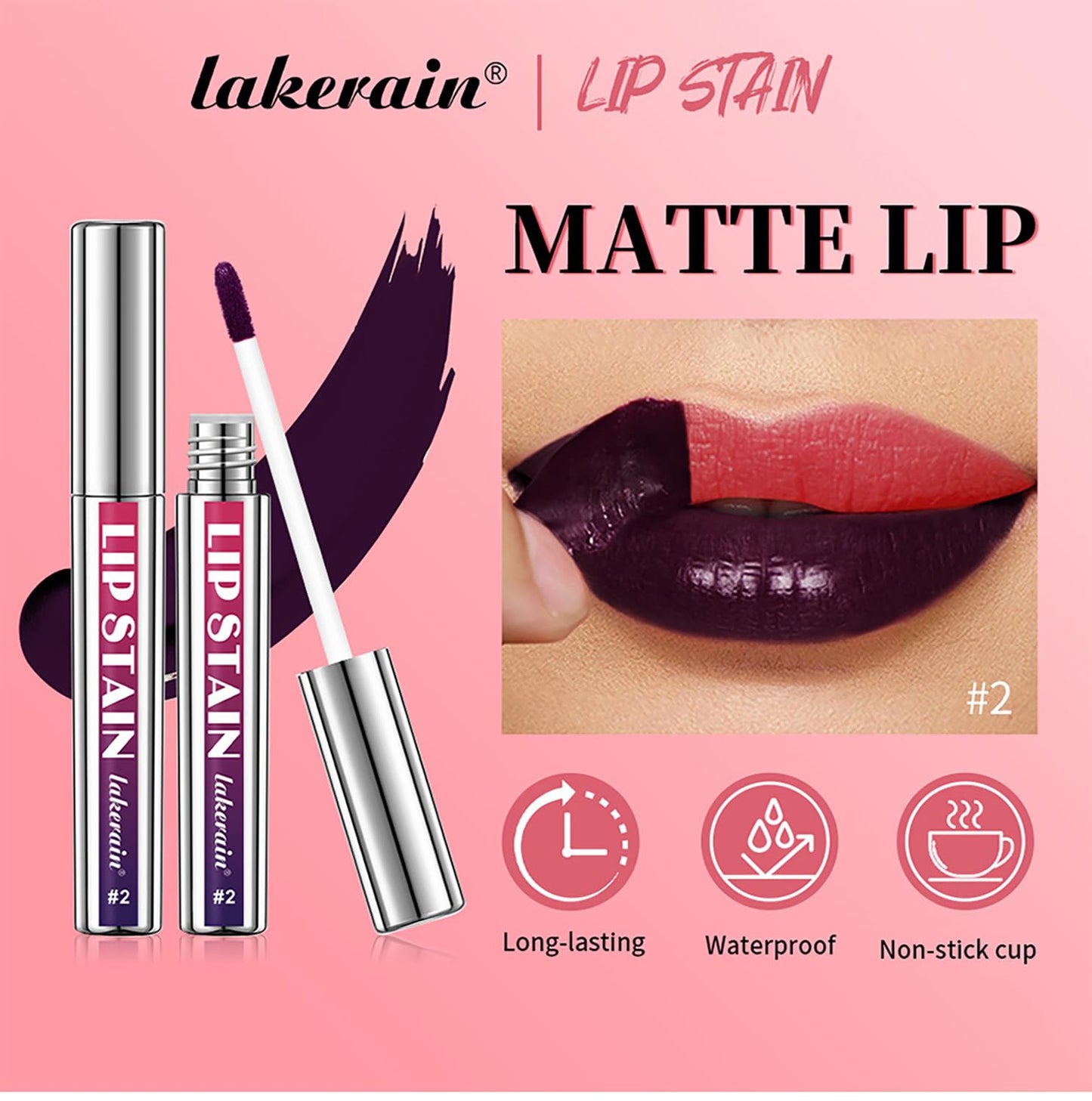 3Pcs Peel Off Lip Liner Lipstick Makeup, Pink Peel Off Lipgloss for Women Magic Lipstick 24 Hours Original Lip Liner Makeup Stain (#D, 1 Count (Pack of 3))
