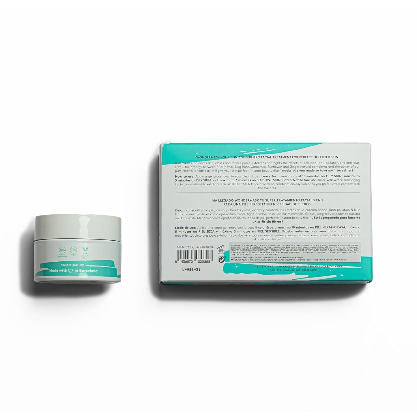 COCUNAT - Wondermask - Cleansing Facial Mask - Detoxifies, Exfoliates and Balances - Closes and Refines Pores - Oily and Combination Skin - Removes Impurities - Pimples - Acne - 50ml