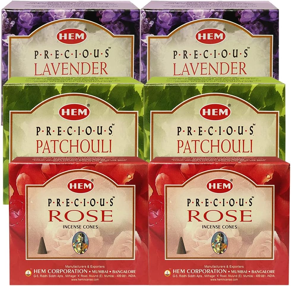 Lavender Patchouli Rose Incense Cones & Holder Bundle Variety Pack From Hem Trumiri Insense Insence