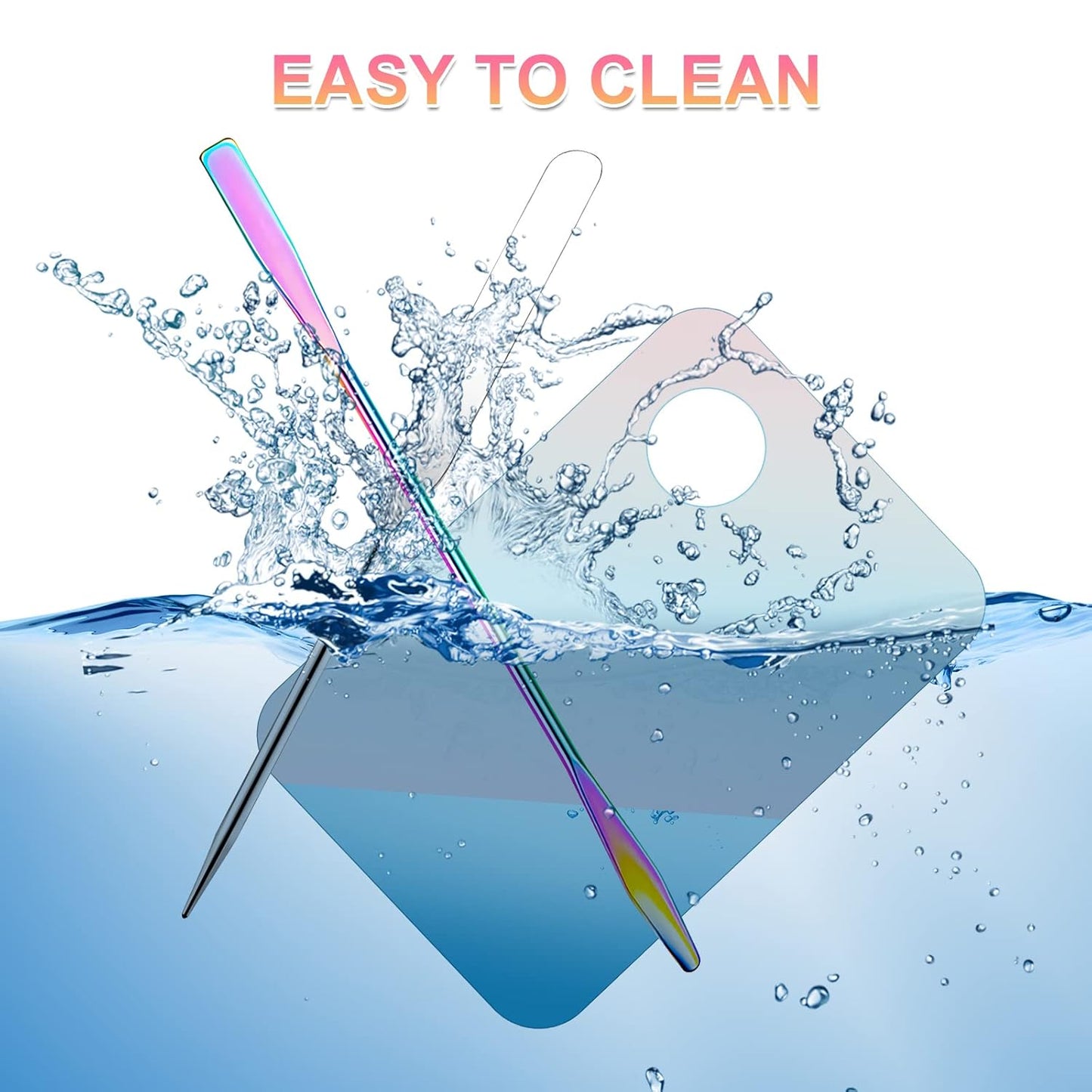 Makeup Spatula Korean Set, Senbos Professional Acrylic Makeup Palette with 2 Pcs Spatula Tool, Tray Apply for Foundation Eye Shadow Lipsticks Nail Art Pigment Blending Set with Leather Covers