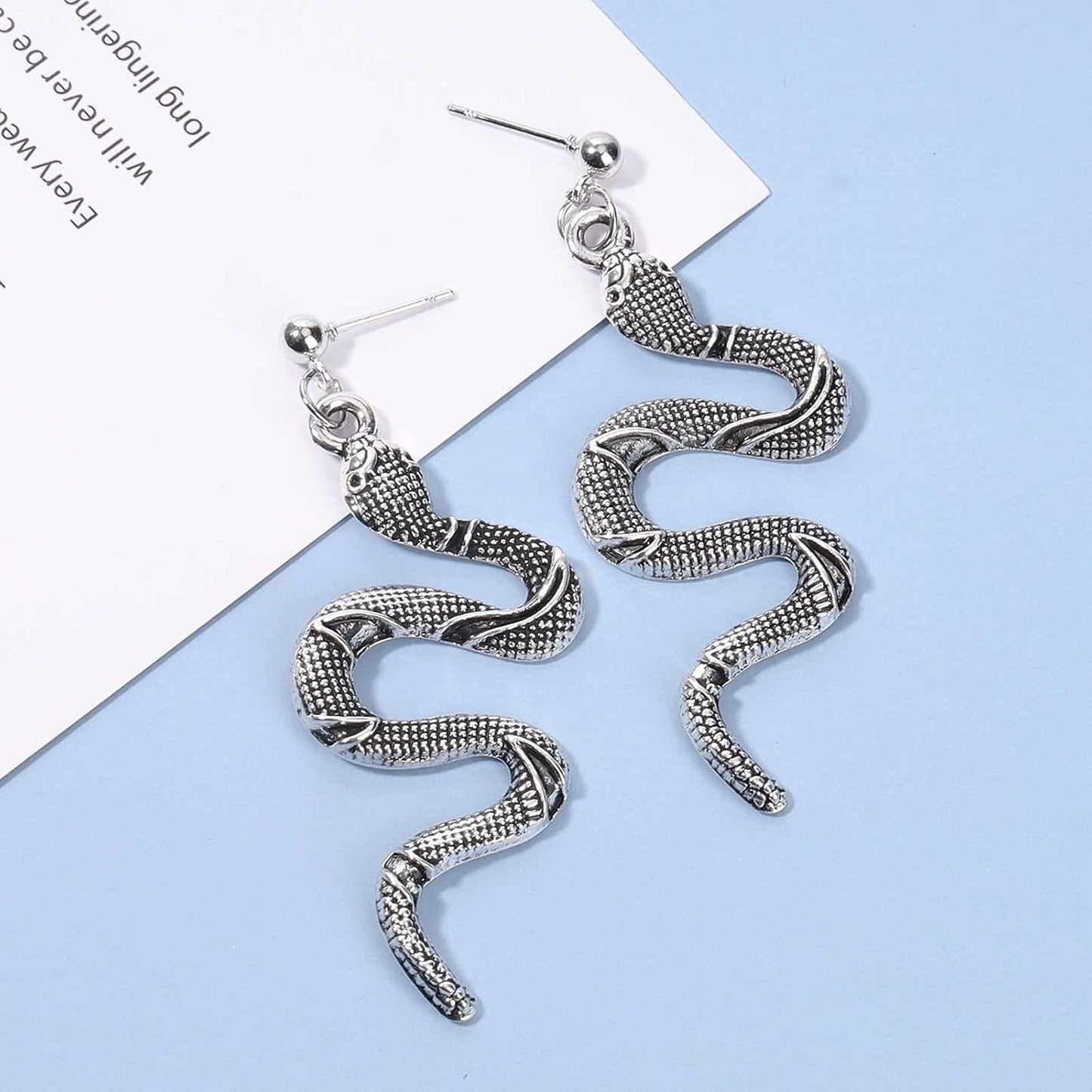 Punk Snake Earrings Silver Snake Dangle Earrings Serpent Drop Earrings Gothic Earrings Jewelry for Women and Girls