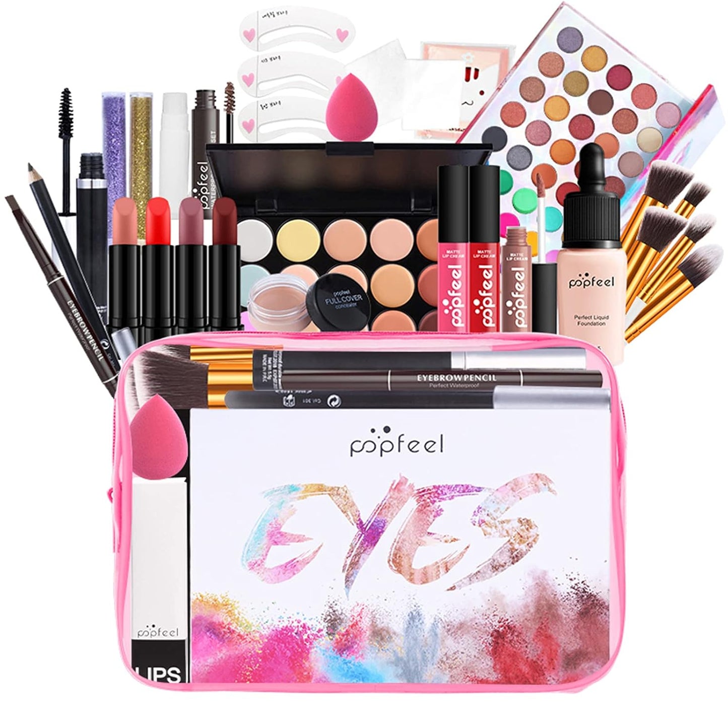 Multi-purpose Makeup Kit All-in-One Makeup Gift Set Colours Mix Eyeshadow Concealer Lip Gloss Pressed Powder and Powder Blusher Cosmetic Makeup Palette Set Kit #092
