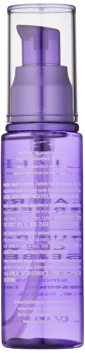 Obliphica Seaberry Leave in Hair Serum for Medium & Course Hair - Vitamins and Omegas for Frizz Free & Nourished Hair - Hair Serum for Dry Hair and Growth - 2.2 Fl Oz