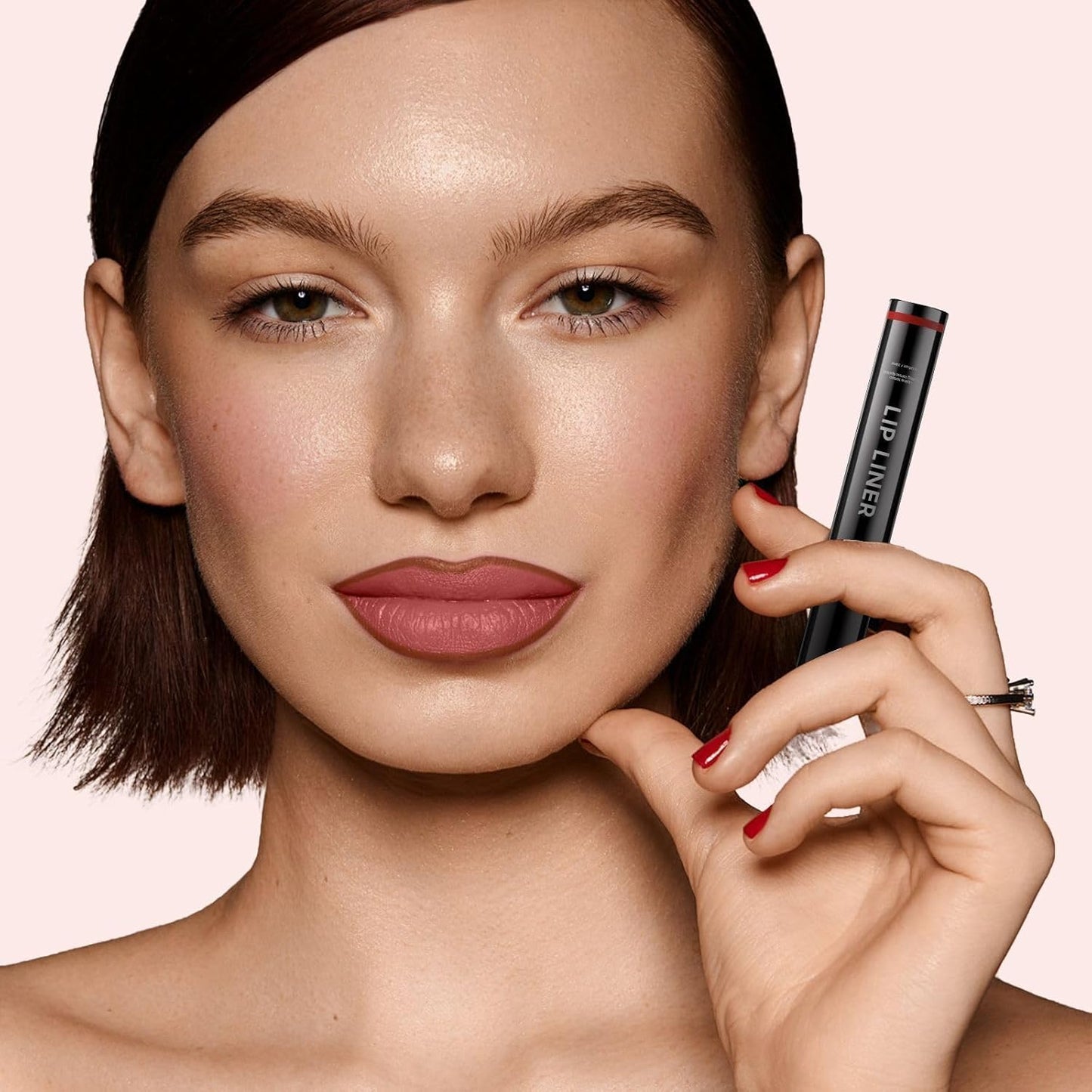 Lip Stain Peel Off - Lip Liner Waterproof, Lip Liner Stain Transfer Proof & Plumping, Moisturizing Non-Stick Cup Matte Finish Stay On All Day, Rose Color