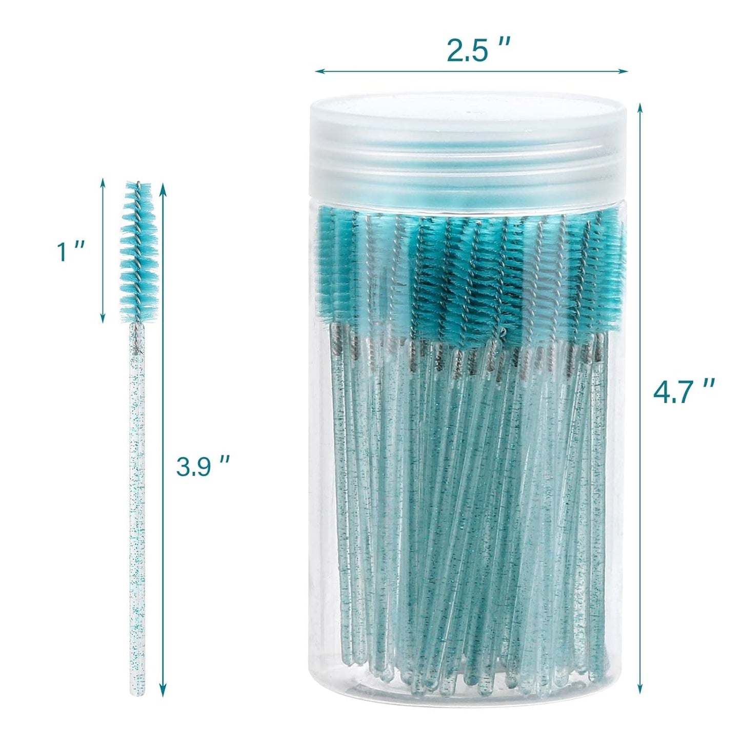100 Pcs Disposable Mascara Wands, Crystal Eyebrow Spoolies Brush for Eyelash Extensions, Lash Brushes with Container (Blue)