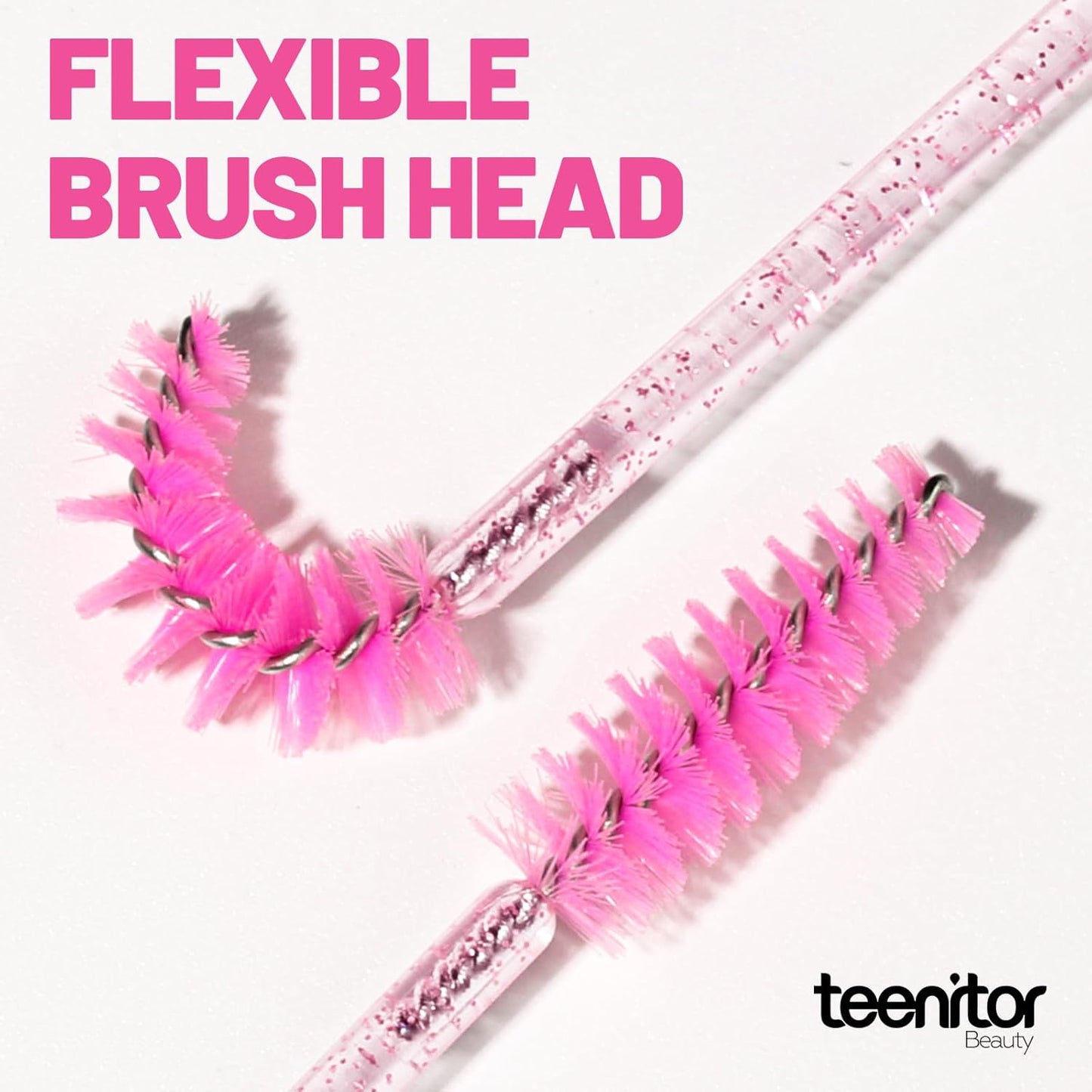 Teenitor 200pcs Mascara Wands and Lip Applicators Disposable, 100pcs Disposable Mascara Wands, 100pcs Lip Applicators Pink