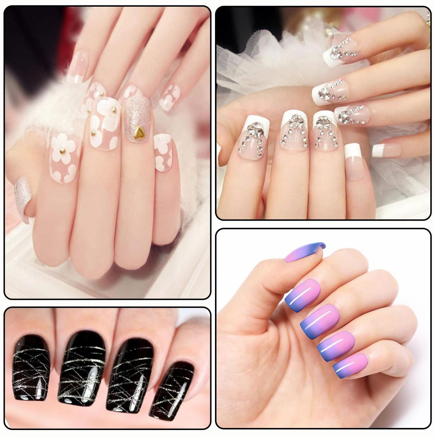 Nail Art Brush 22 Piece Set, 2 Way Acrylic Silicone Engraving Pen Dotting Pen Tools Nail Art Kit, Resin Nail Art Palette, For Nail Art DIY Home Salon Makeup Display Board (White)