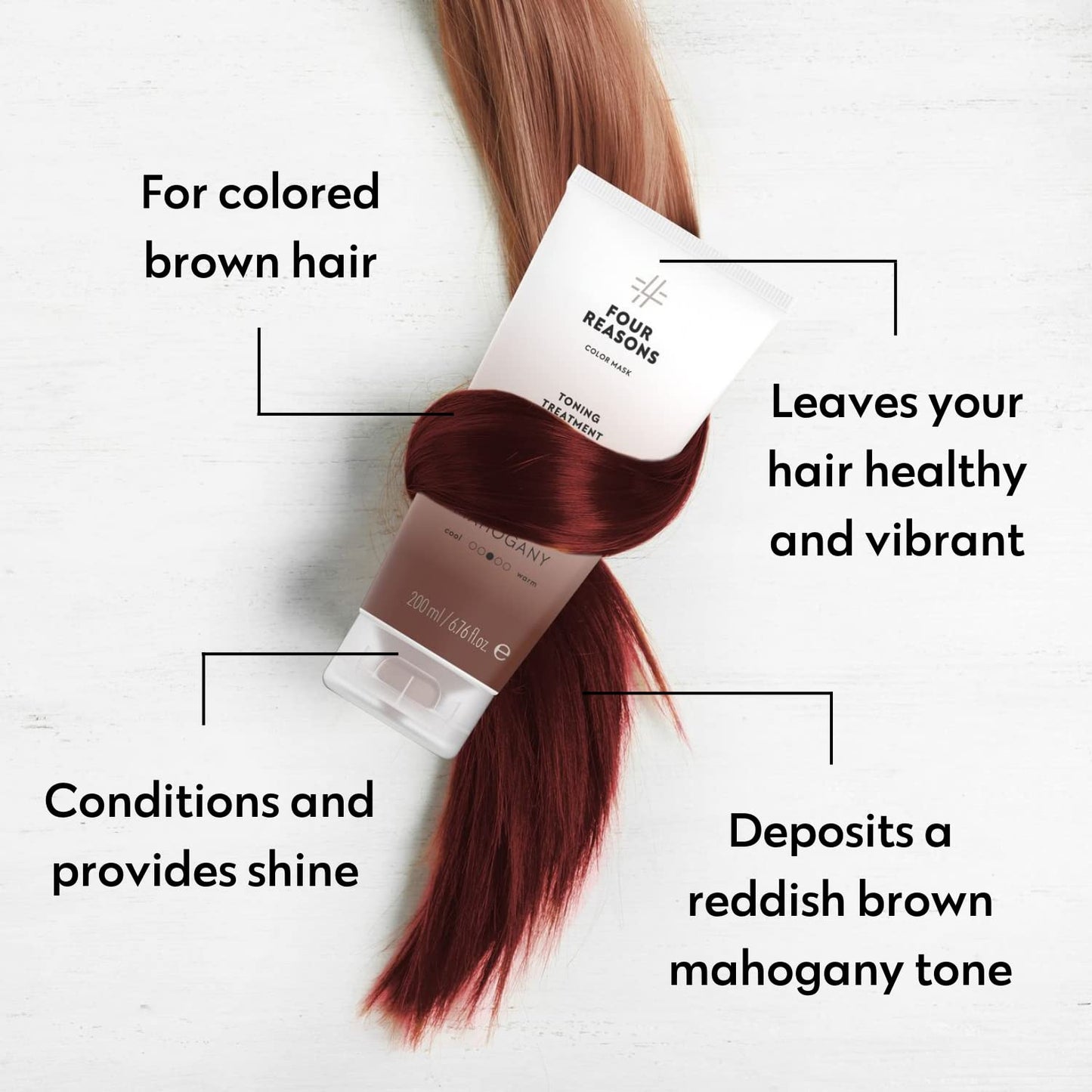 Four Reasons Color Mask - Mahogany 27 Colors) Toning Treatment, Color Depositing Conditioner, Tone & Enhance Color-Treated Hair - Semi Permanent Hair Dye, Vegan and Cruelty-Free, 6.76 fl oz