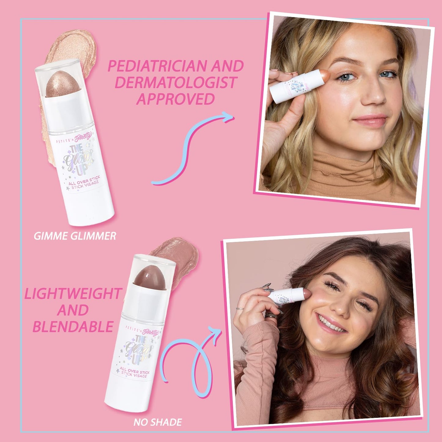 Petite 'n Pretty Multi Stick for Eyes, Lips & Cheeks, 2-Pack (Stay Golden) - Makeup for Kids, Tweens, Teens - Creamy & Shimmery, Made in the USA