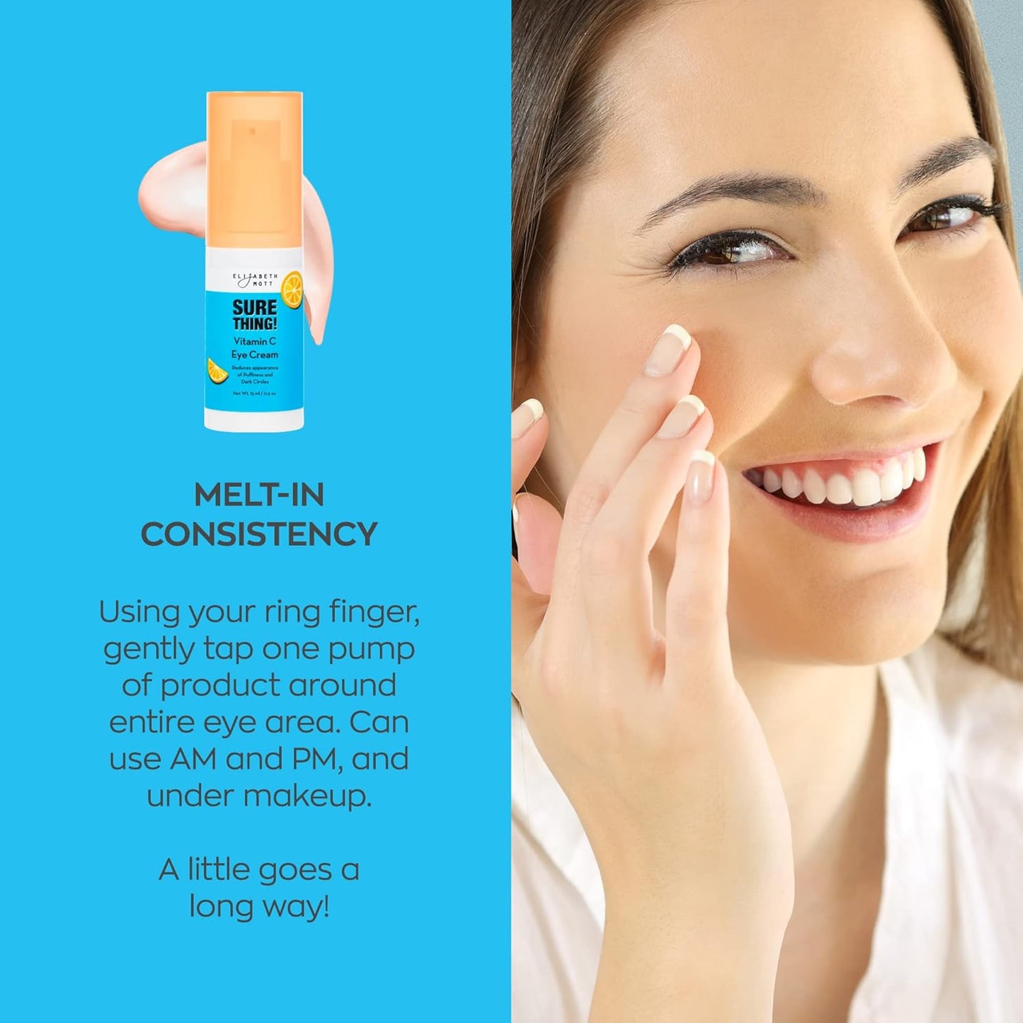 Elizabeth Mott - Sure Thing Vitamin C Hydrating Eye Cream - Cruelty Free Eye Cream for Dark Circles and Puffiness, Vegan, Fragrance-Free Skincare Product, 15 ml (0.5 oz)