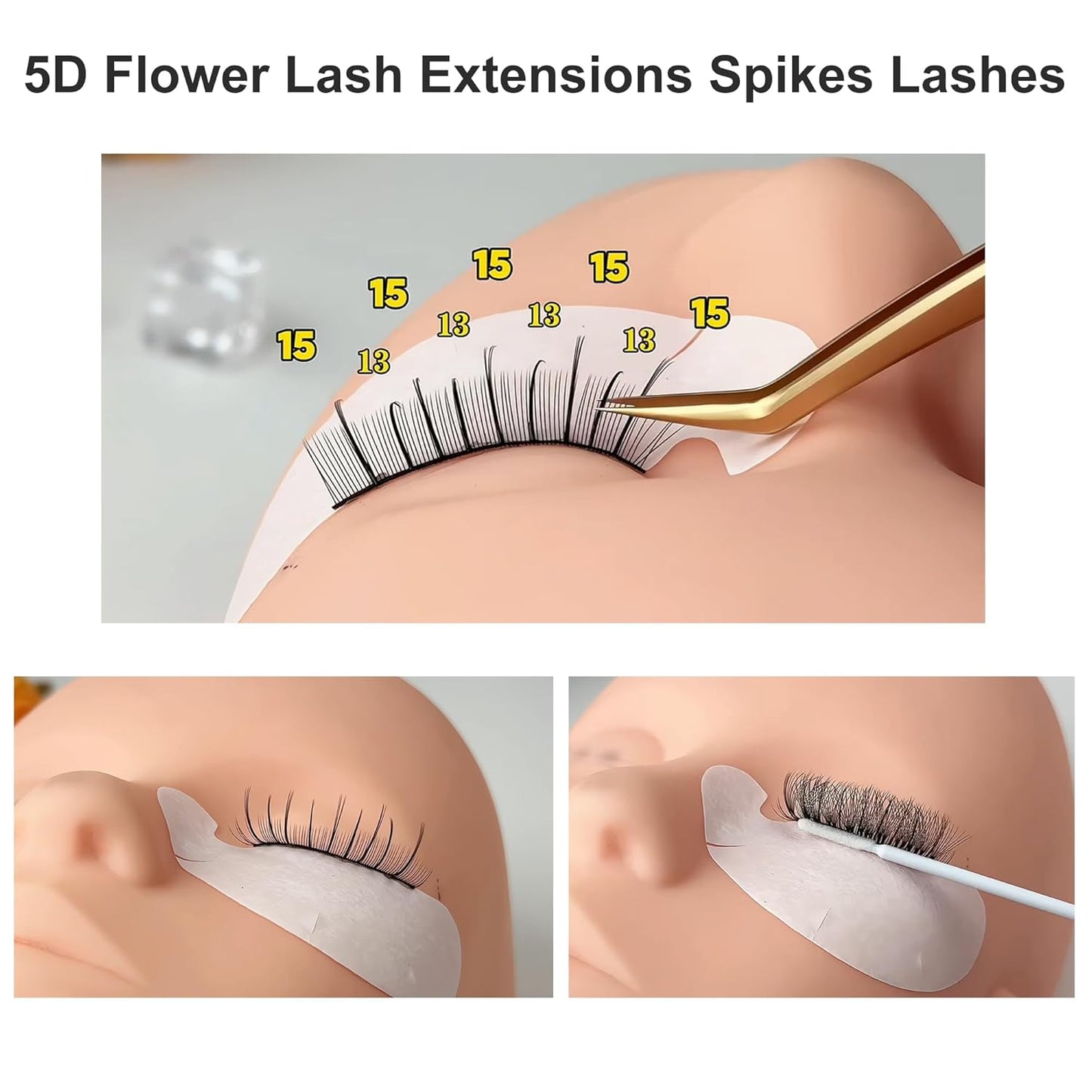 5D Flower Lash Extensions Spikes Lashes 0.07 Matte Black D Curl Lashes 10mm Volume Eyelash Extension Lash Trays Professional Use(5D Flower,0.07-D,10mm)