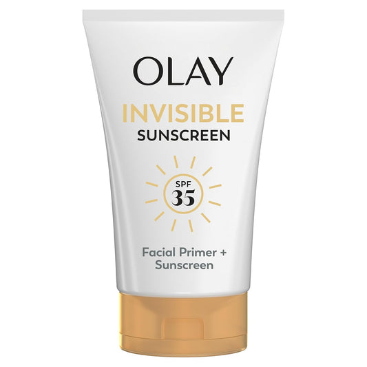 Olay Invisible Sunscreen, SPF 35, 100% Invisible Facial Sunscreen and Makeup Primer - Fragrance-Free, Weightless, No White Cast Broad Spectrum Sun Protection with Vitamin C & E, Aloe Vera, 1.7 Oz
