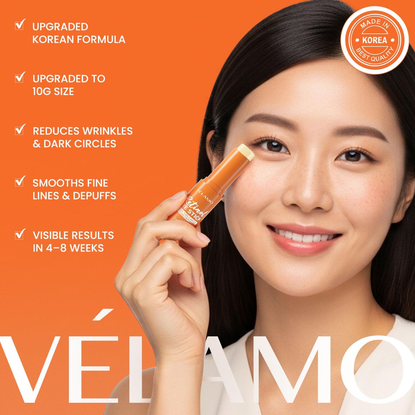 VELAMO ADVANCED Retinol Eye Balm Stick: Made in Korea, Travel Essentials, Upgraded 8-in-1 Formula with Collagen, Niacinamide & Peptides – Under Eye Cream for Dark Circles, Puffiness & Wrinkles 0.35oz