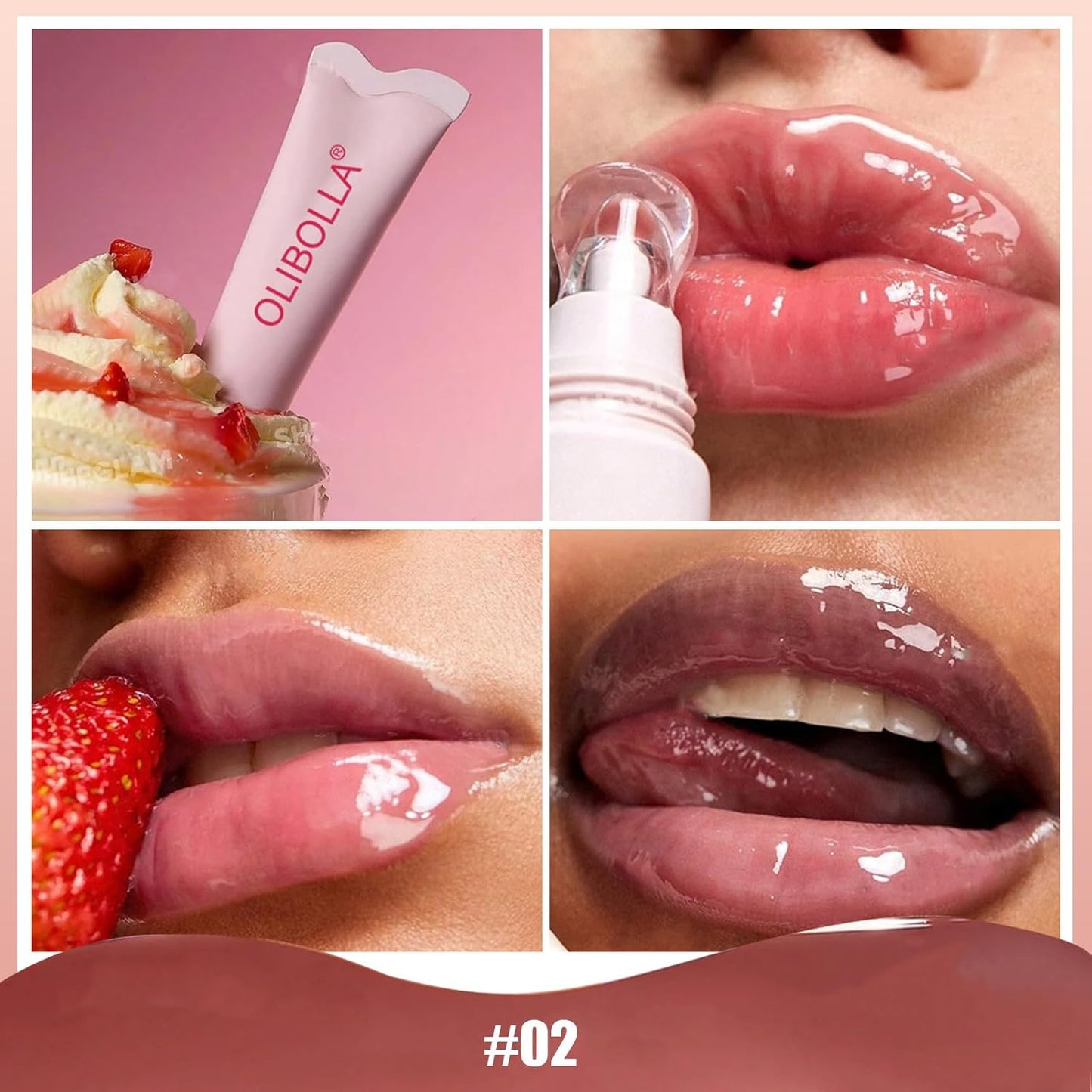 Tinted Lip Balm, Buildable Lip Color, Hydrate, Glossy, Lightweight, Sheer tint, 3-in-1 Moisture, Repair and Color, 0.33Oz(02 stawberry milk)