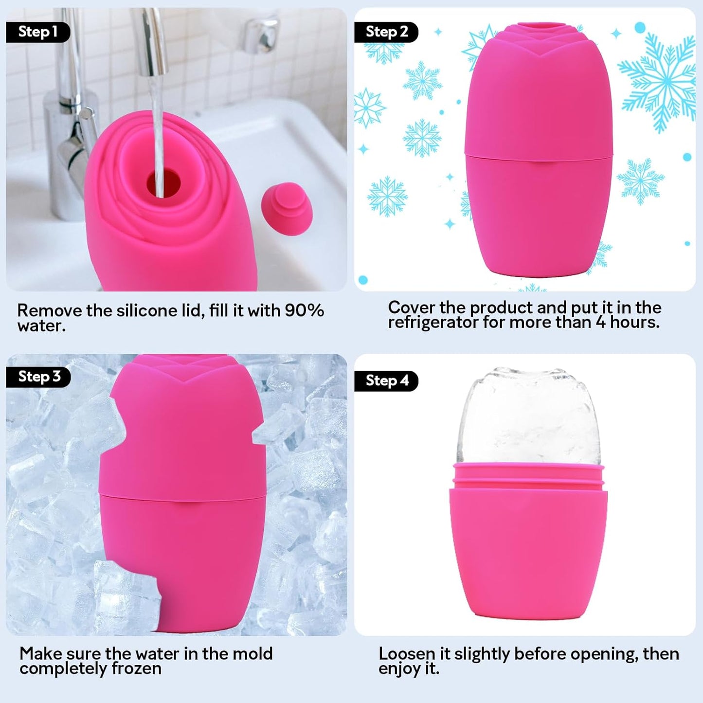 LATME Ice Cube Roller for Face Eyes,Reusable Silicone Ice Mold,Womens Gifts,Face Massager Roller Puffiness Migraine Pain Relief and Minor Injury